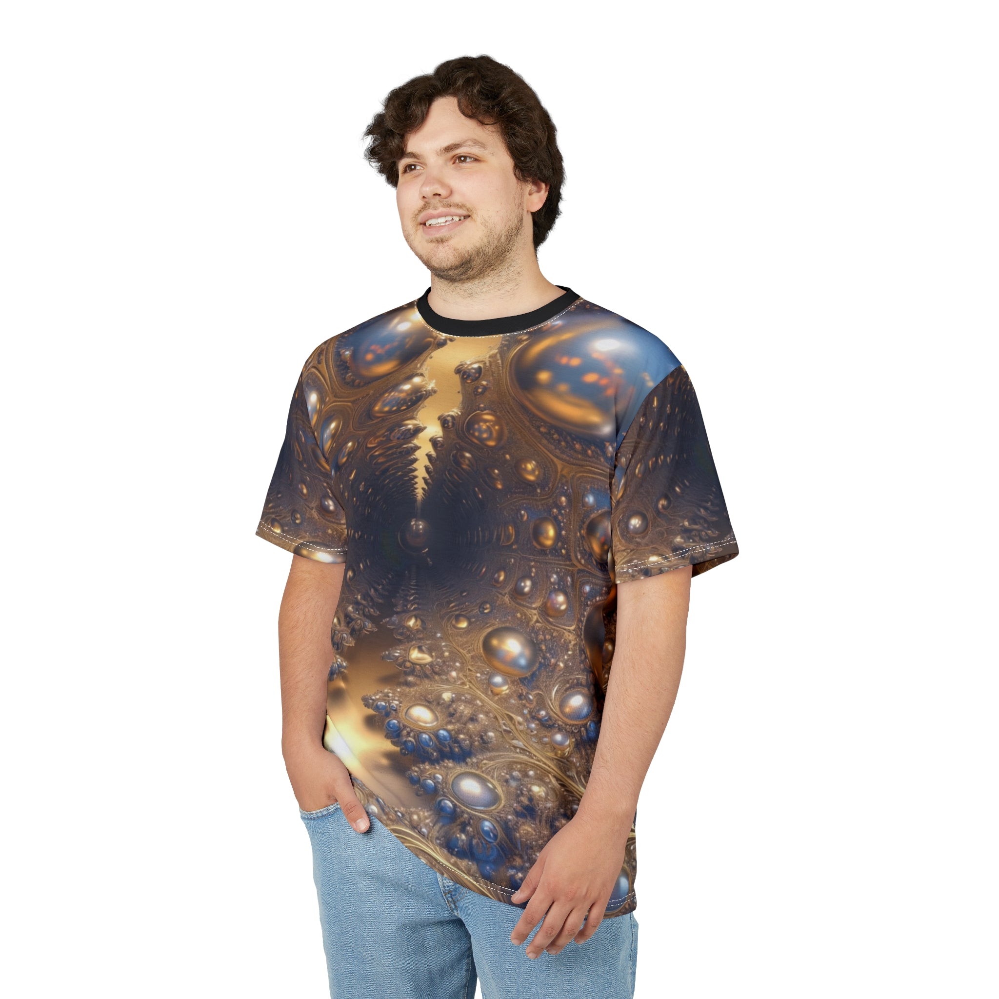 Artistic Cut & Sew Tee - Abstract Golden Fractal Design
