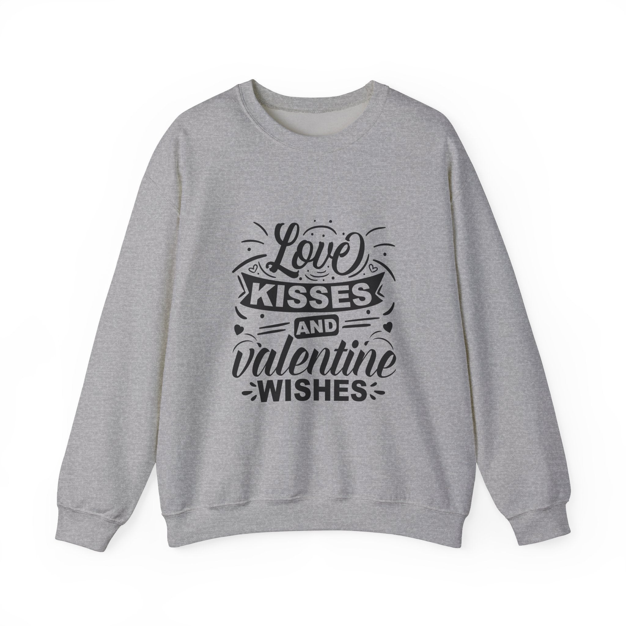 Love Kisses and Valentine Wishes-Valentine's Day Crewneck Sweatshirt-Phoenix Styles