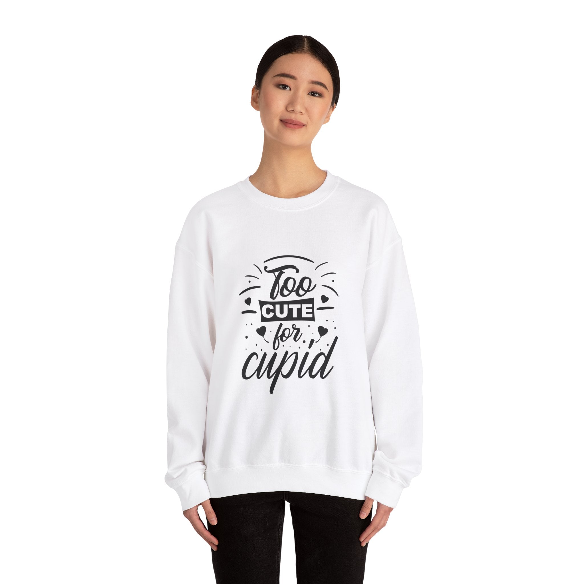 Too Cute For Cupid Valentine's Day Crewneck Sweatshirt-Phoenix Styles