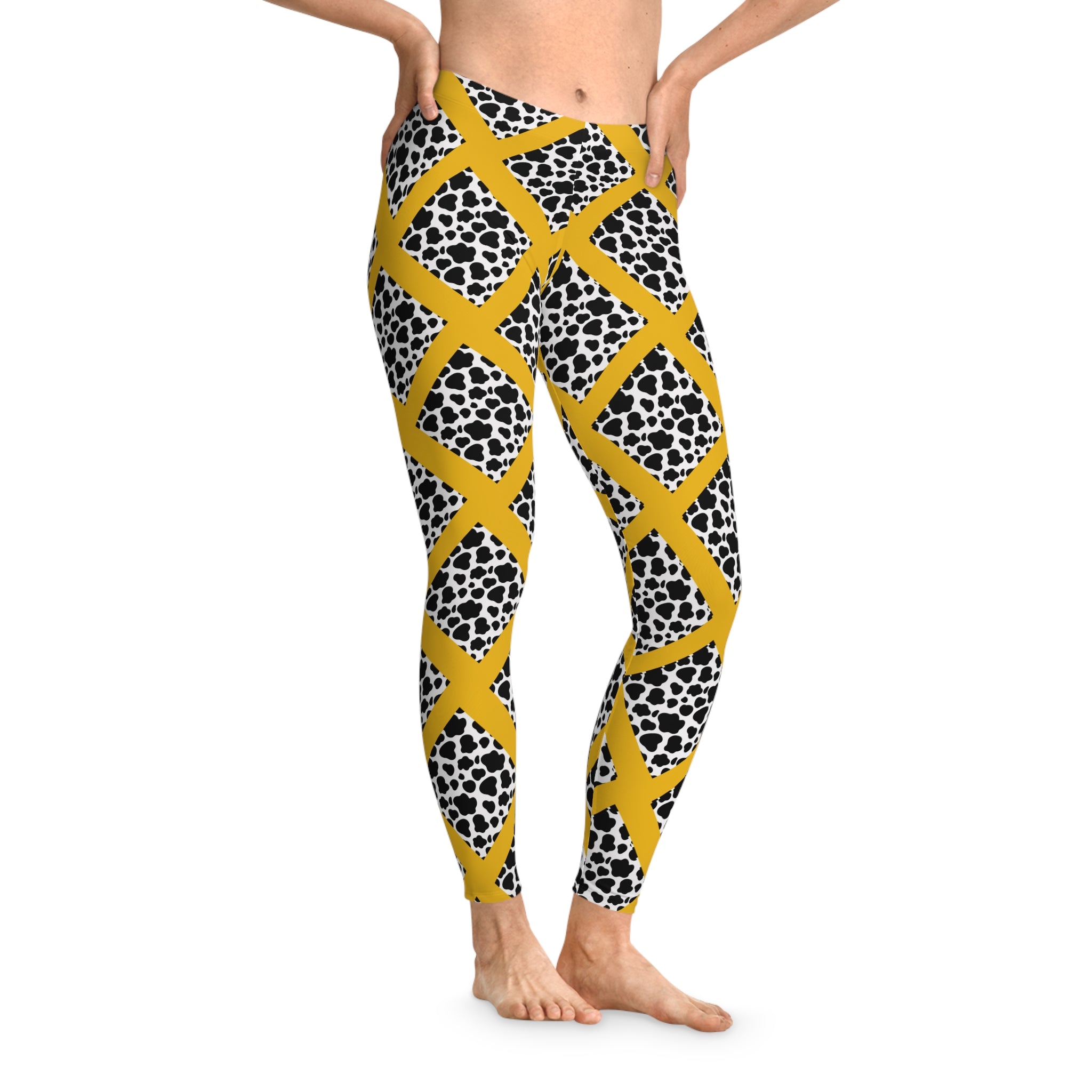 Jungle Beat Yellow Cow Print Leggings