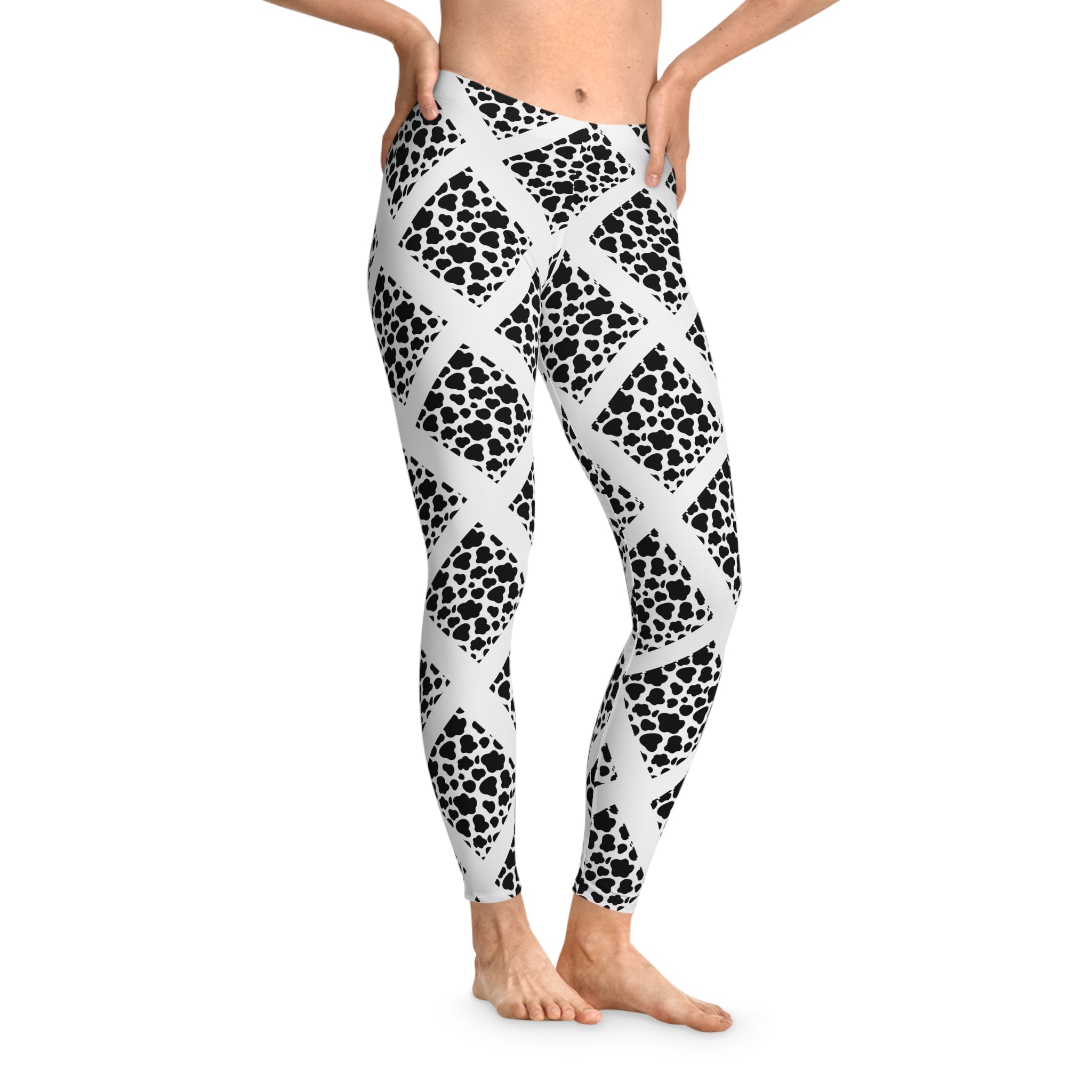 Jungle Beat White Cow Print Leggings