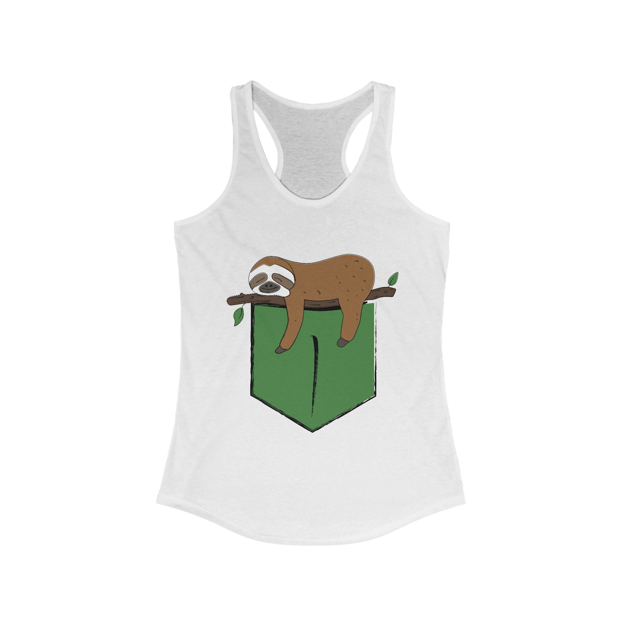 Cute Sloth Pocket Racerback Tank Top for Women