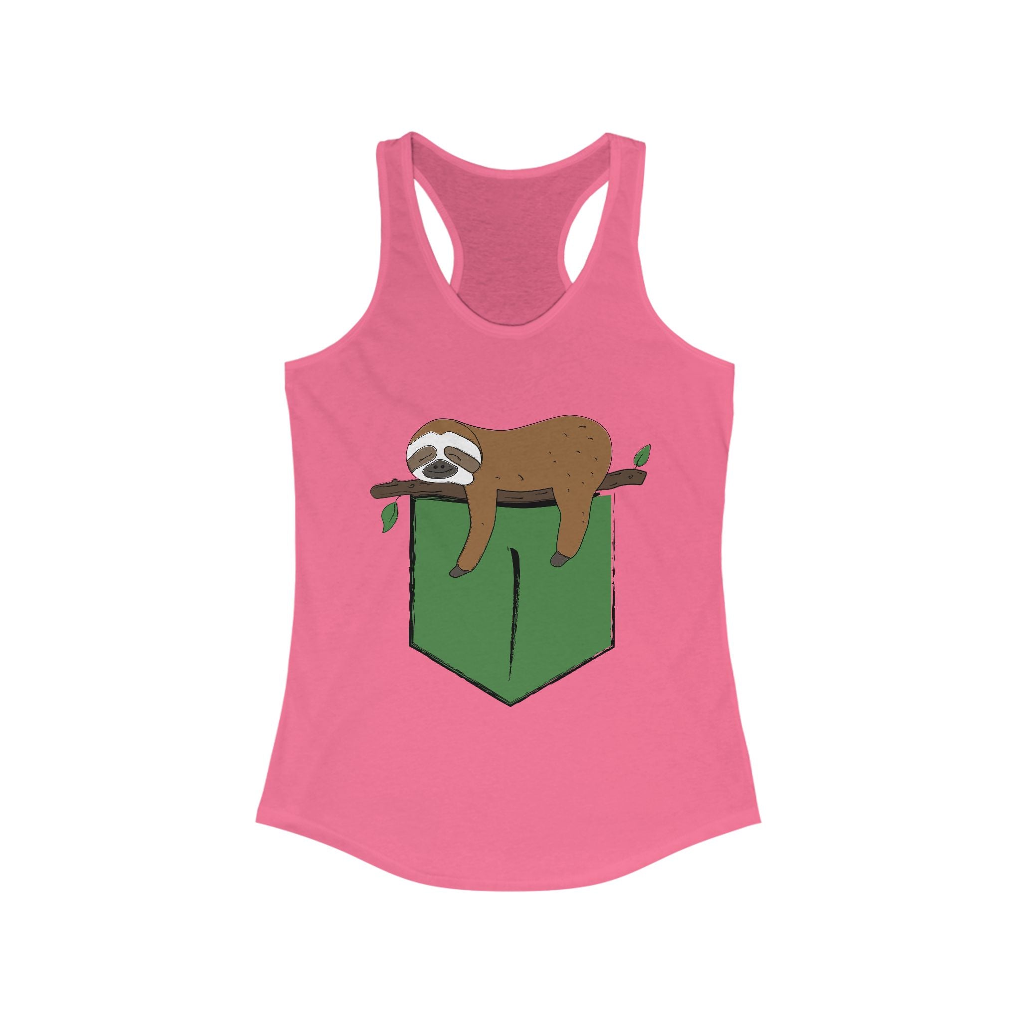 Cute Sloth Pocket Racerback Tank Top for Women