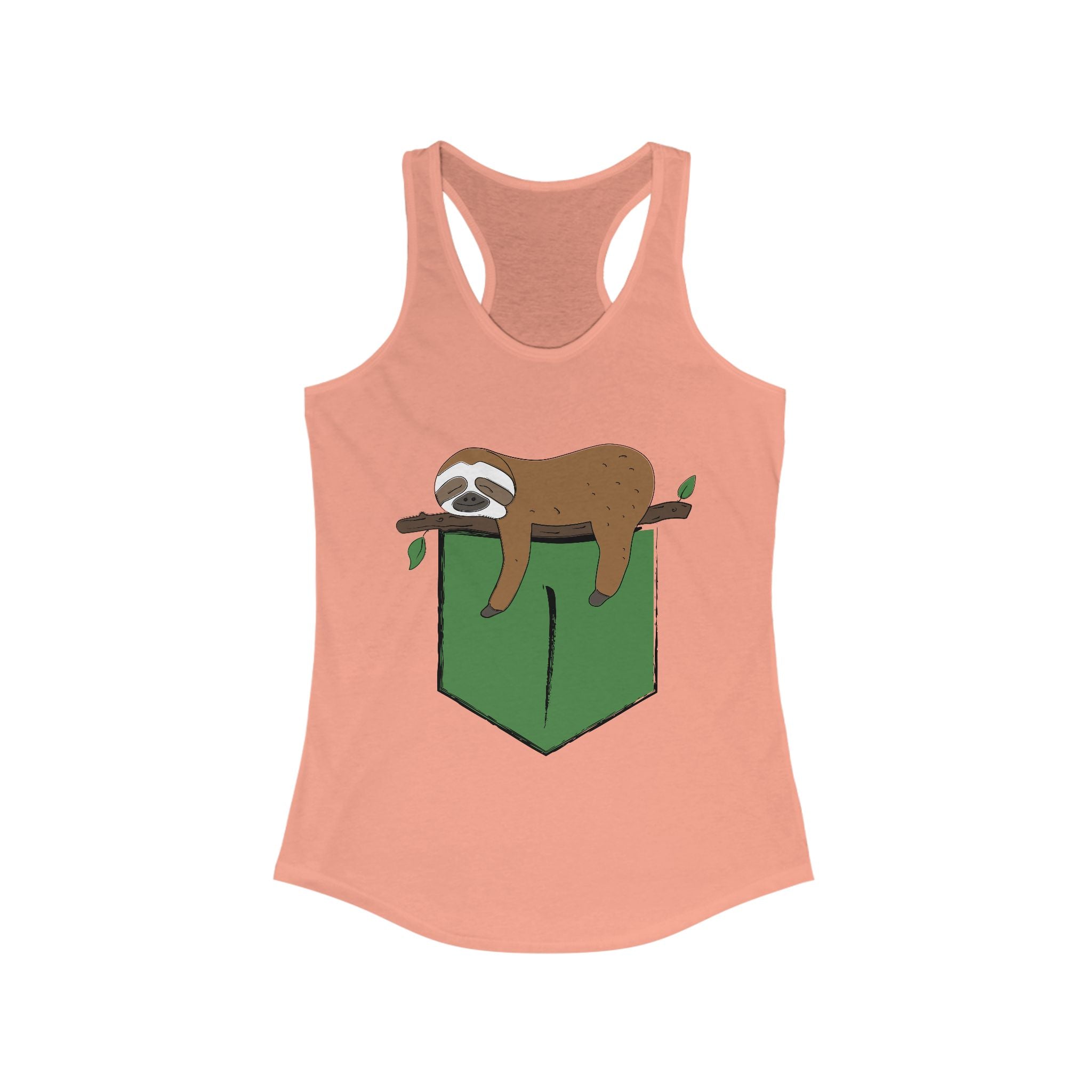 Cute Sloth Pocket Racerback Tank Top for Women