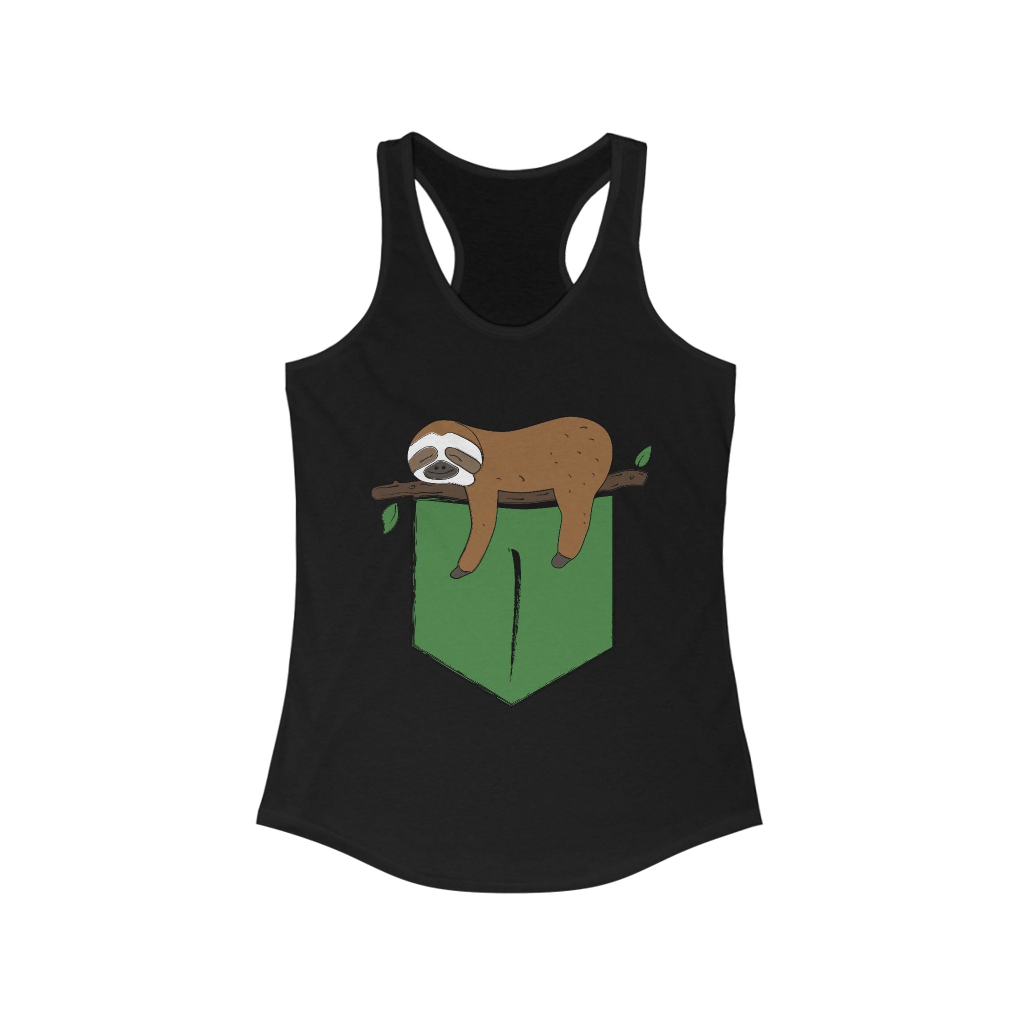 Cute Sloth Pocket Racerback Tank Top for Women