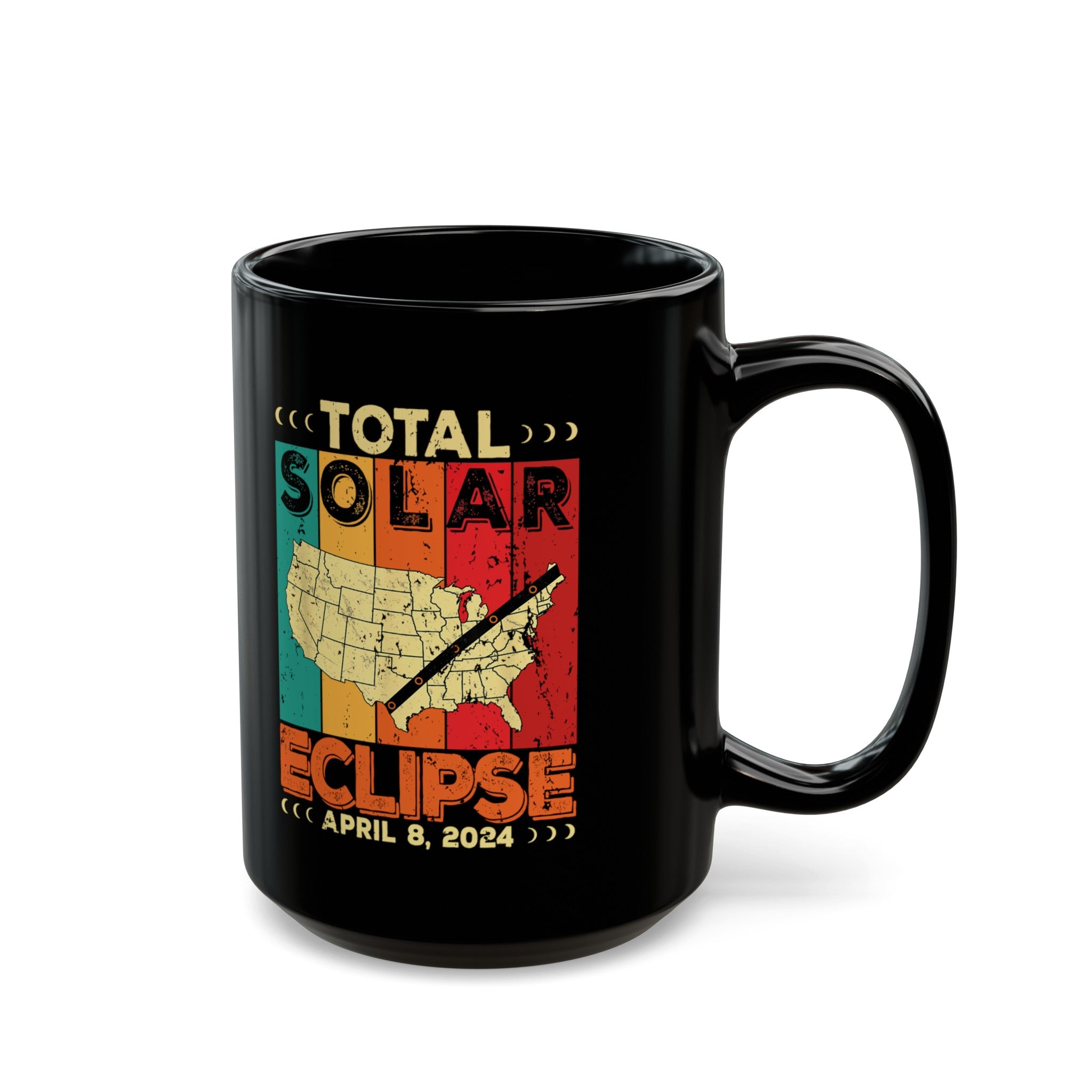 Total Solar Elipse -Map Black Mug (11oz, 15oz)-Phoenix Styles