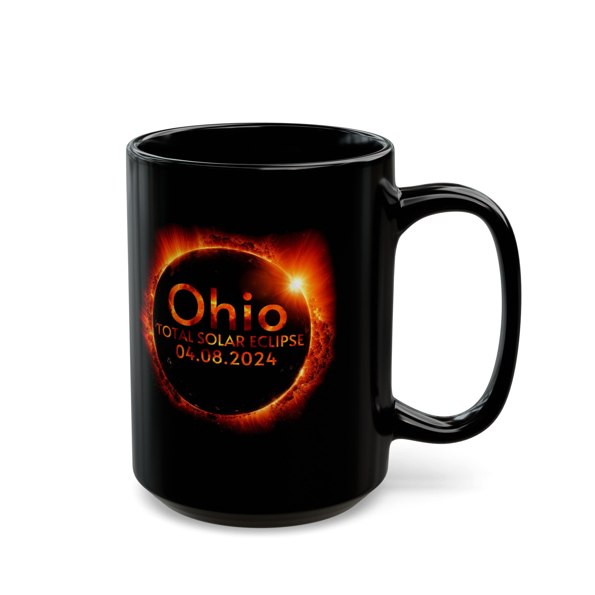 Ohio Solar Eclipse Black Mug (11oz, 15oz)-Phoenix Styles