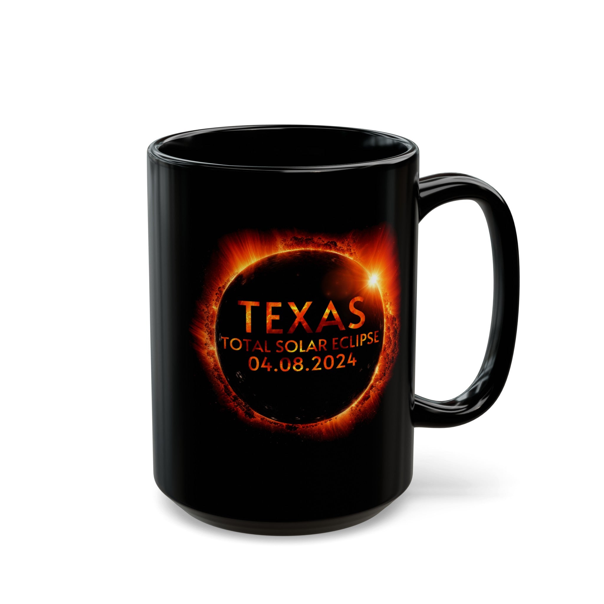 Texas Solar Eclipse Black Mug (11oz, 15oz)-Phoenix Styles