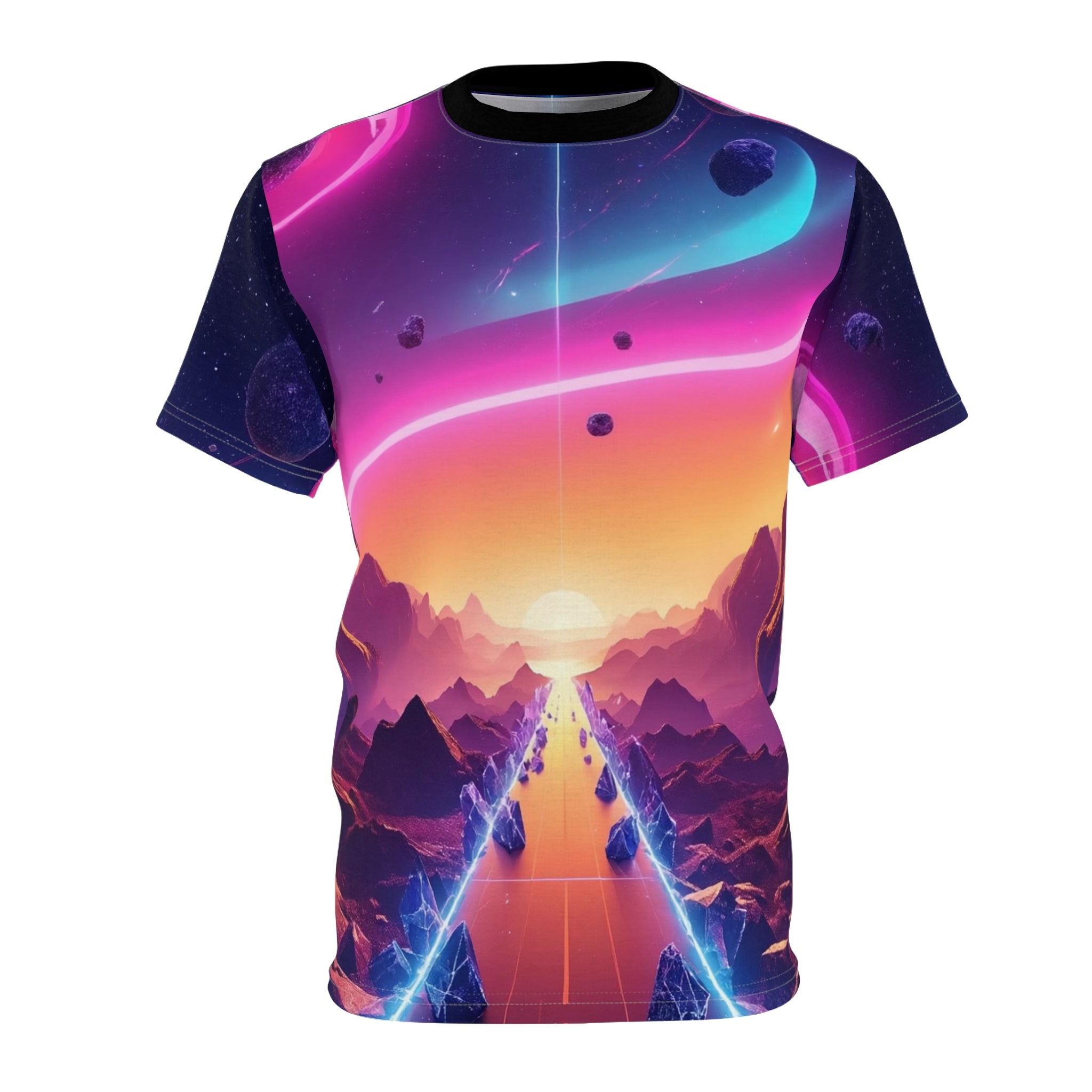 Cosmic Adventure Tee - Cut & Sew T-Shirt with Vibrant Galaxy Design
