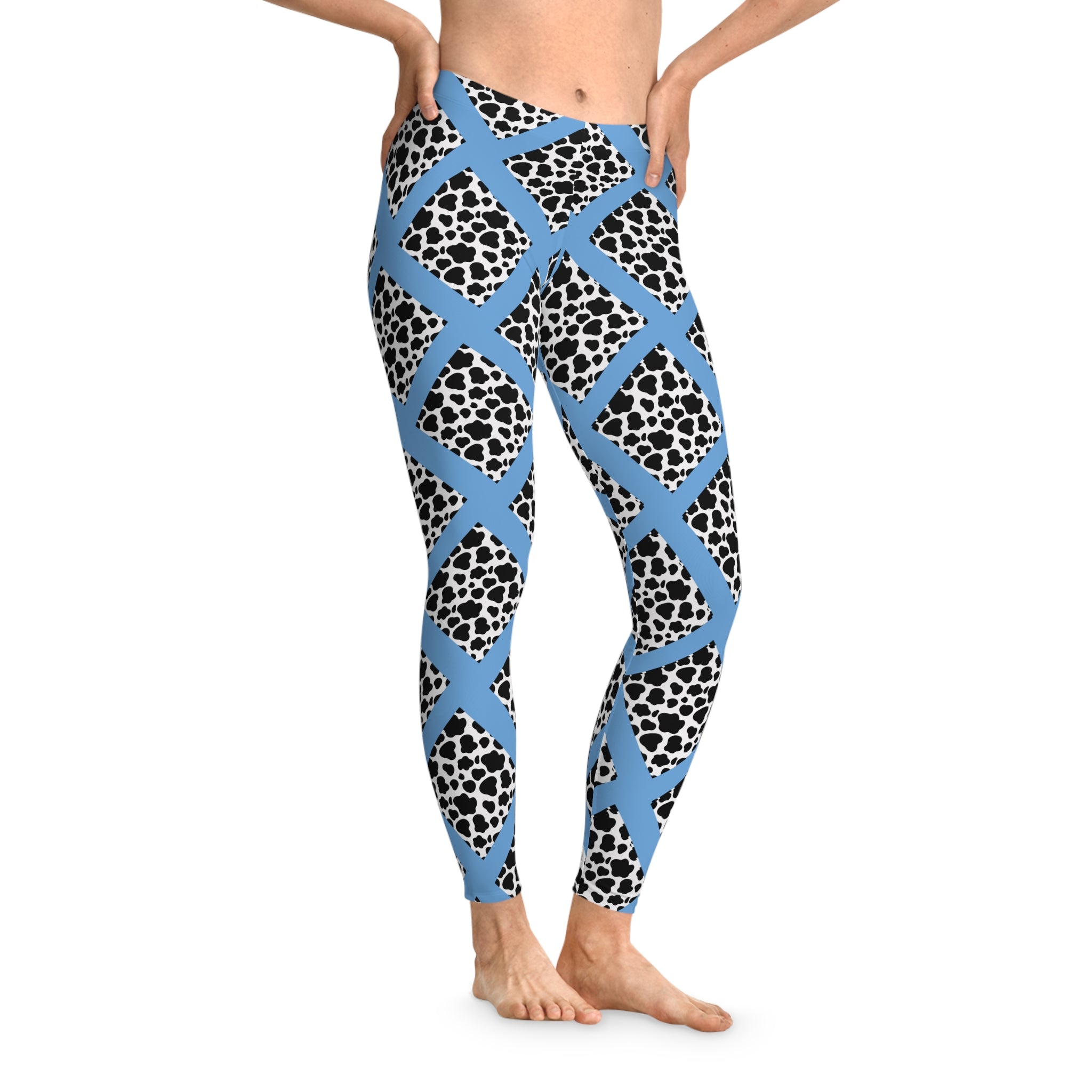 Jungle Beat Light Blue Cow Print Leggings