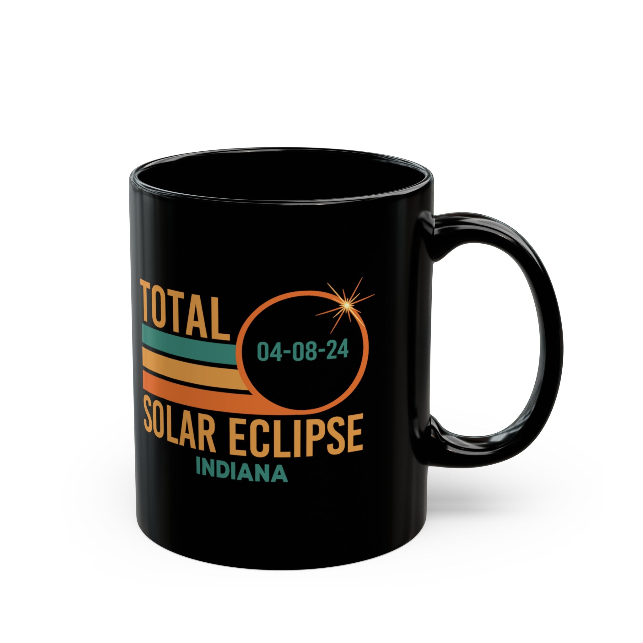 Total Solar Eclipse- Indiana Black Mug (11oz, 15oz)-Phoenix Styles