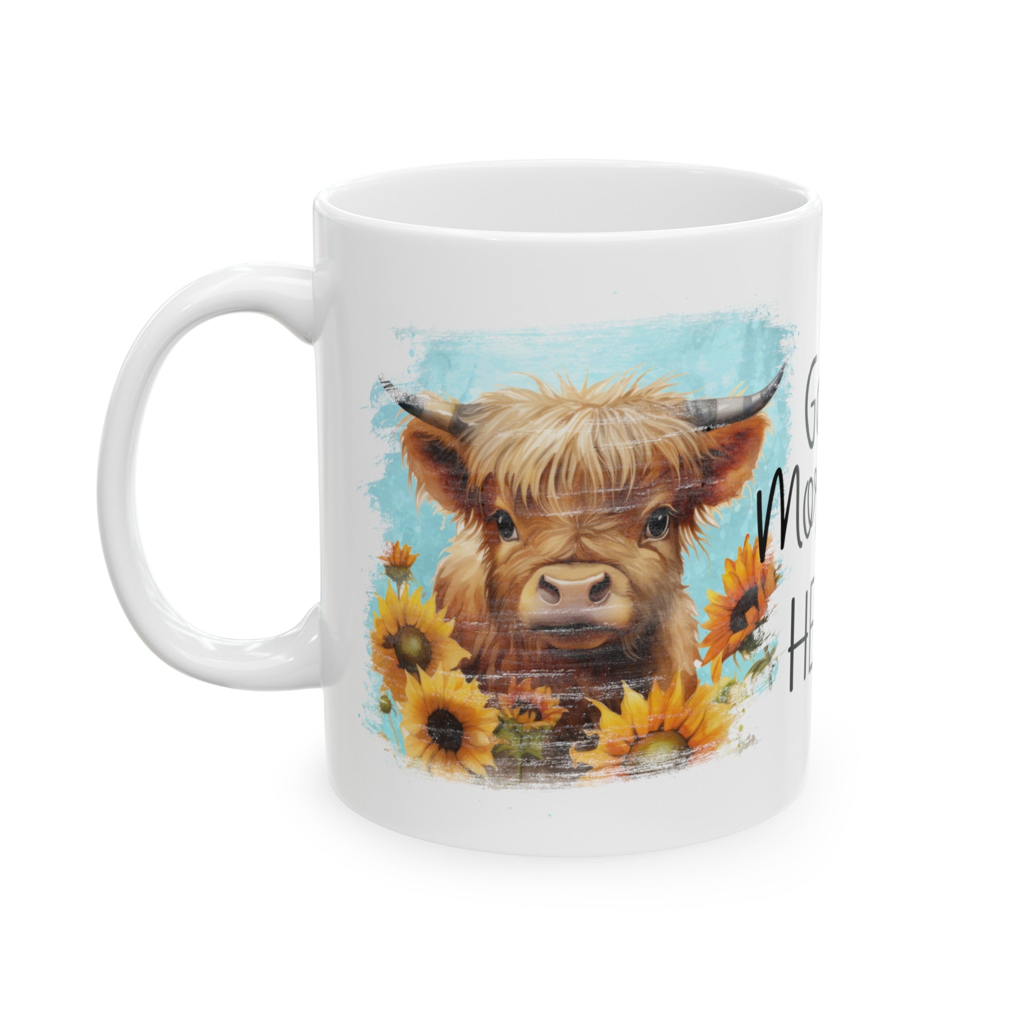 Good Morning Heifer Ceramic Mug, (11oz, 15oz)-Phoenix Styles