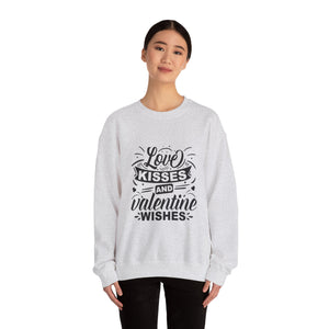 Love Kisses and Valentine Wishes-Valentine's Day Crewneck Sweatshirt-Phoenix Styles