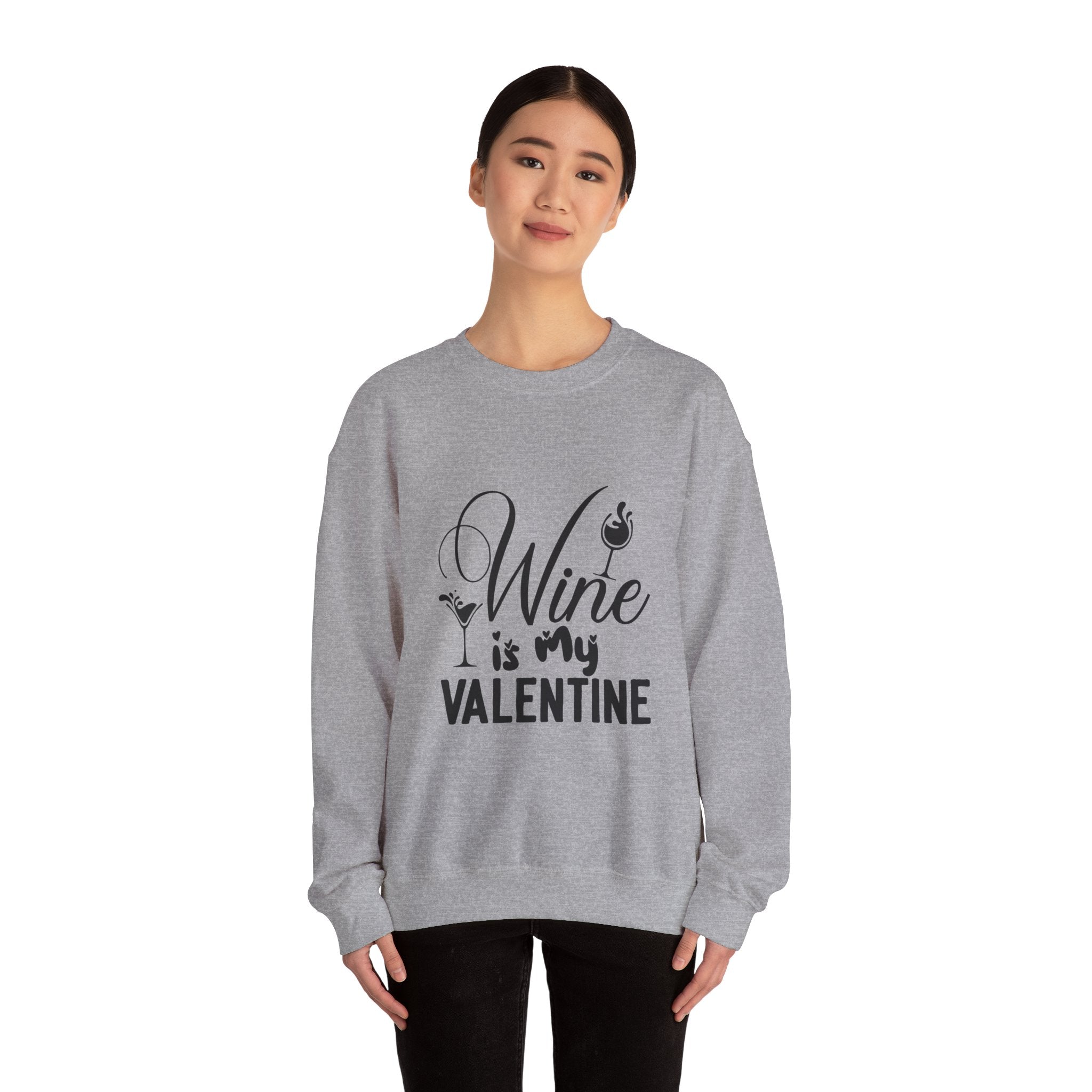 Wine Is My Valentine-Valentine's Day Crewneck Sweatshirt-Phoenix Styles