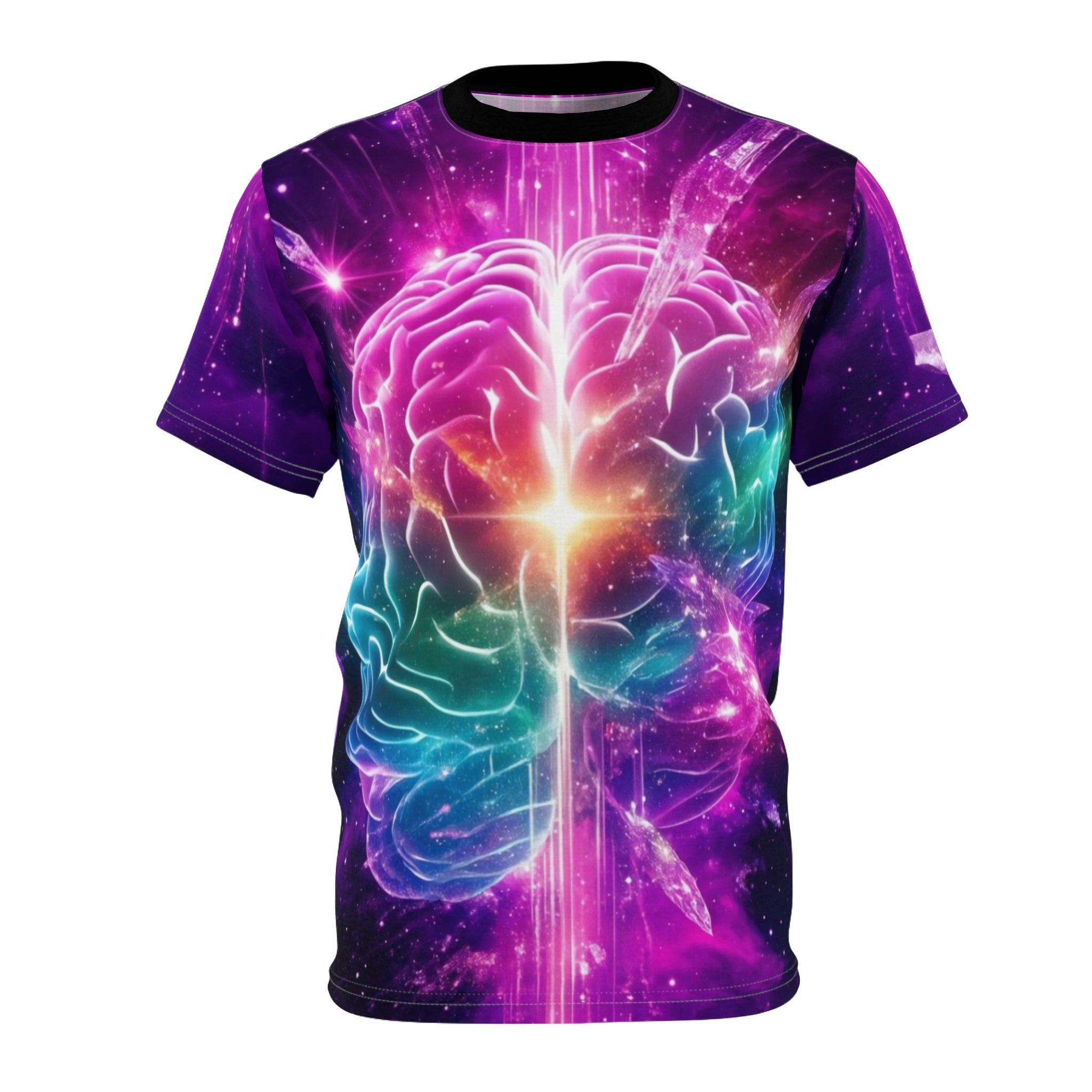 Galactic Brain Tee - Cosmic Colorful Cut & Sew T-Shirt
