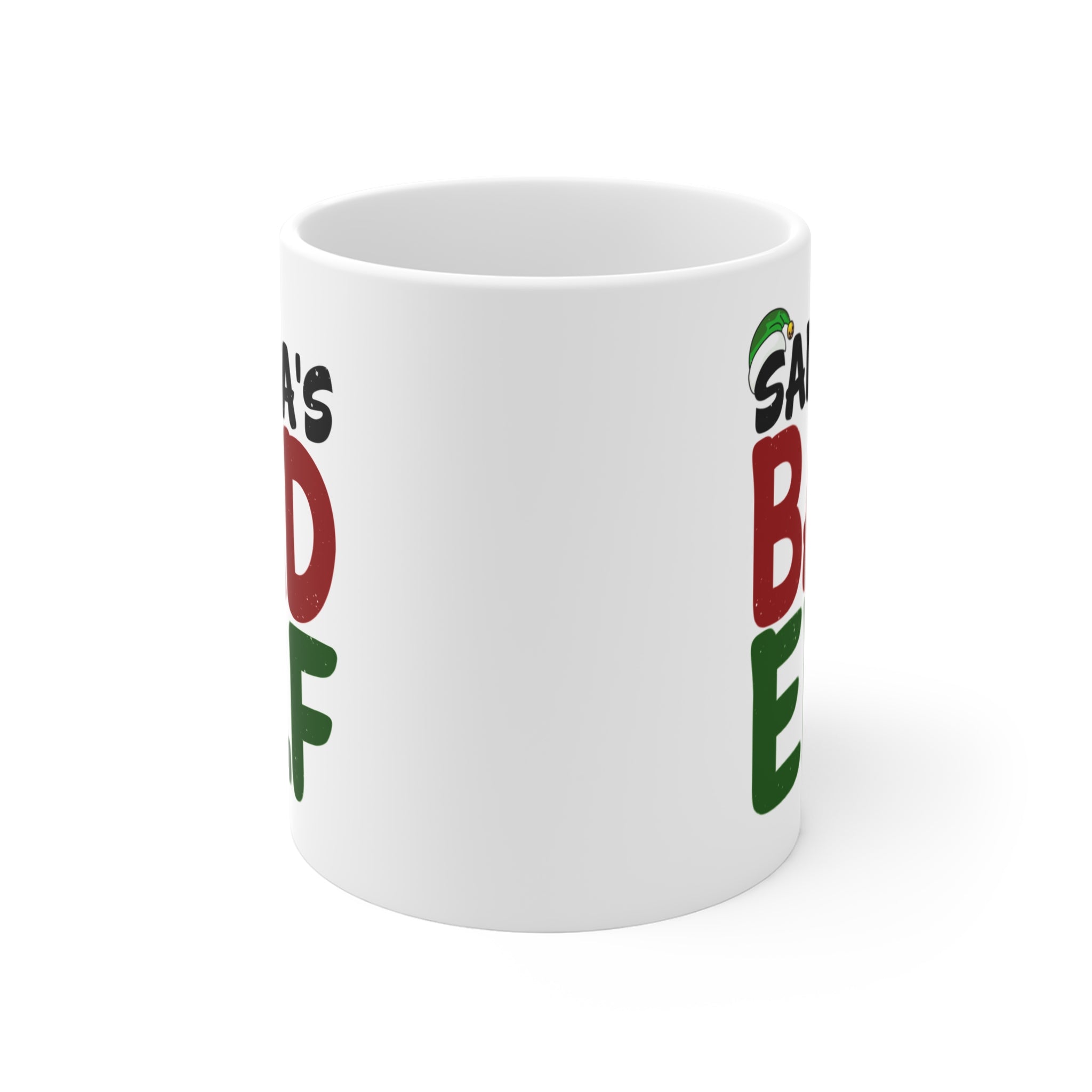 Santa's Bad Elf White Ceramic Mug