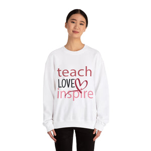 Teach Love Inspire Valentine's Day Crewneck Sweatshirt-Phoenix Styles