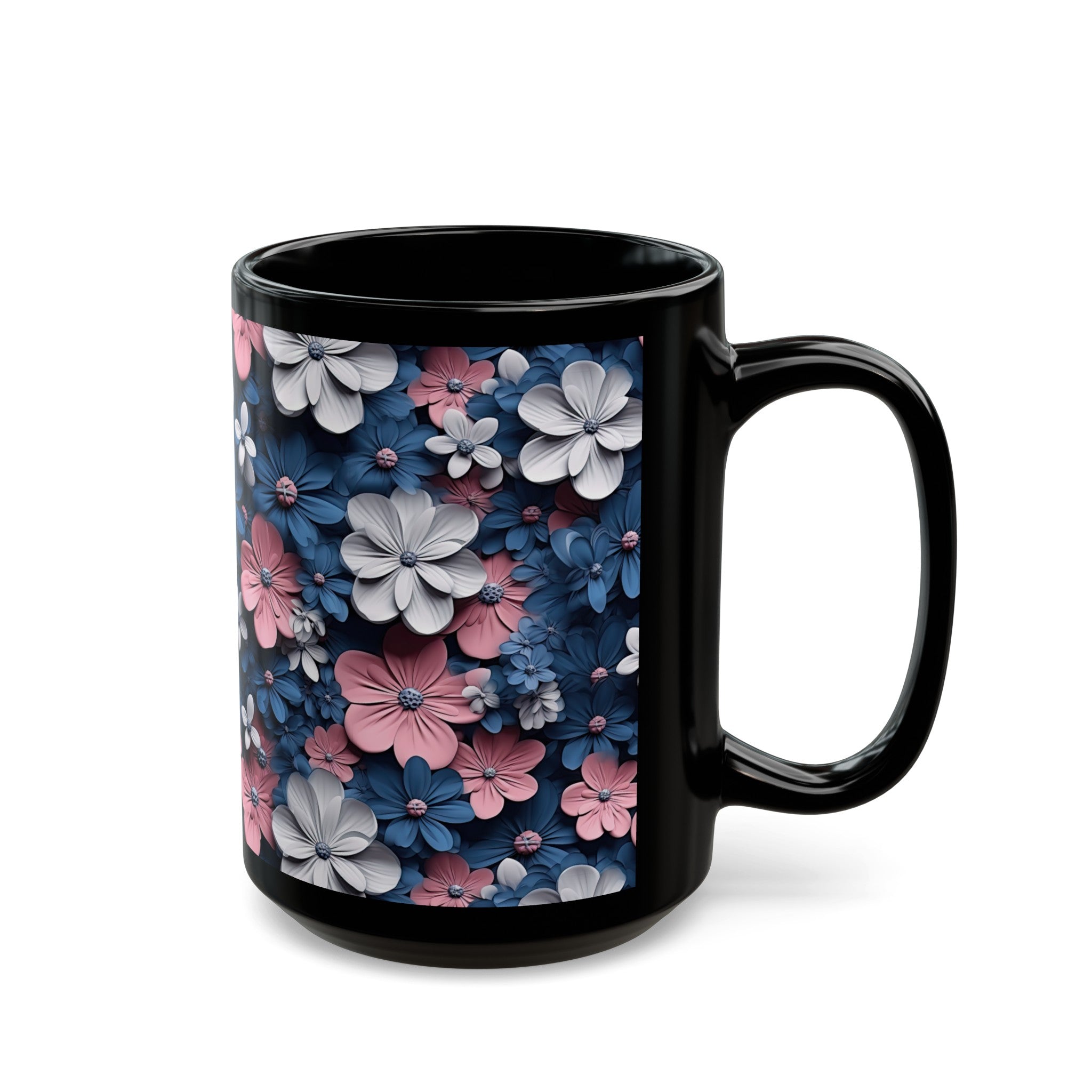 Flower Black Mug (11oz, 15oz)-Phoenix Styles