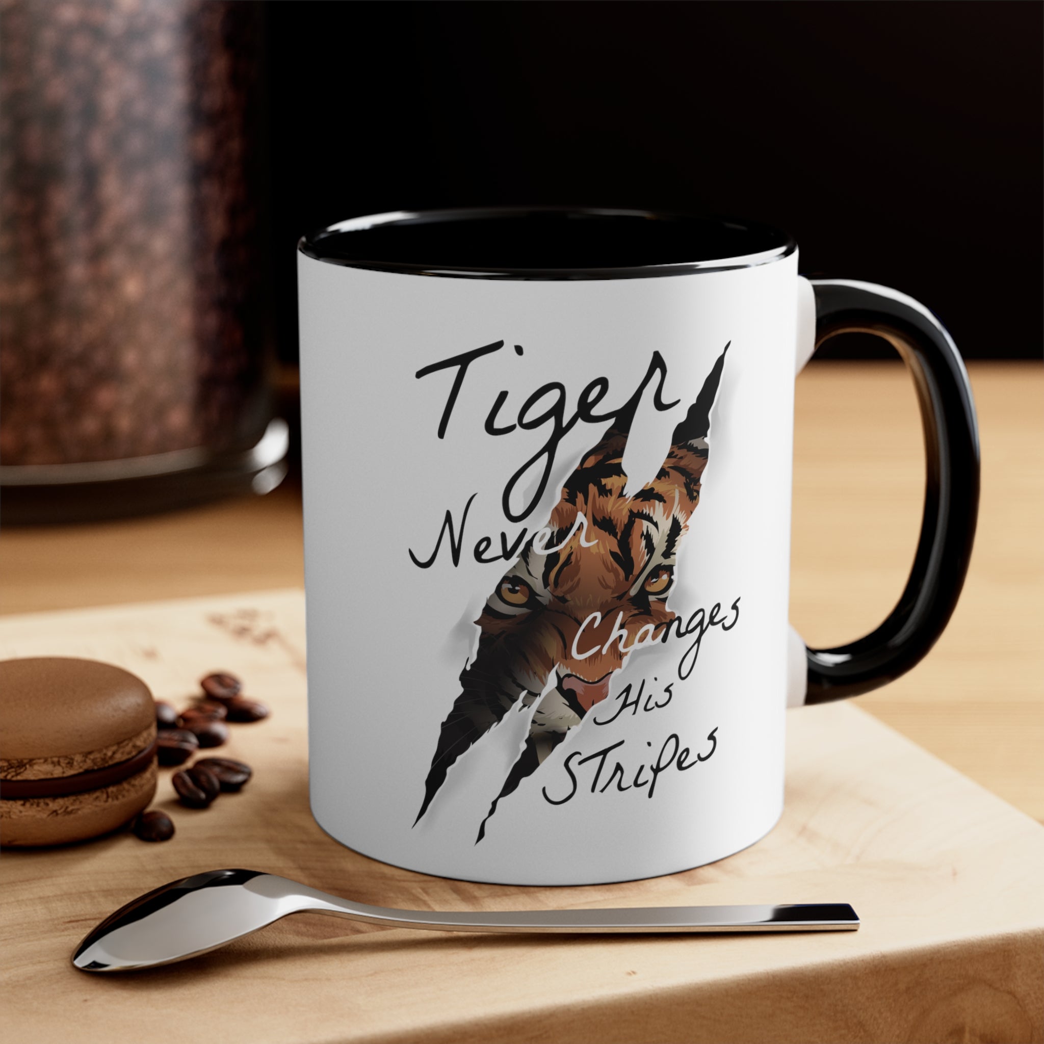 Tiger Never Change His Stripes Accent Coffee Mug, 11oz-Phoenix Styles