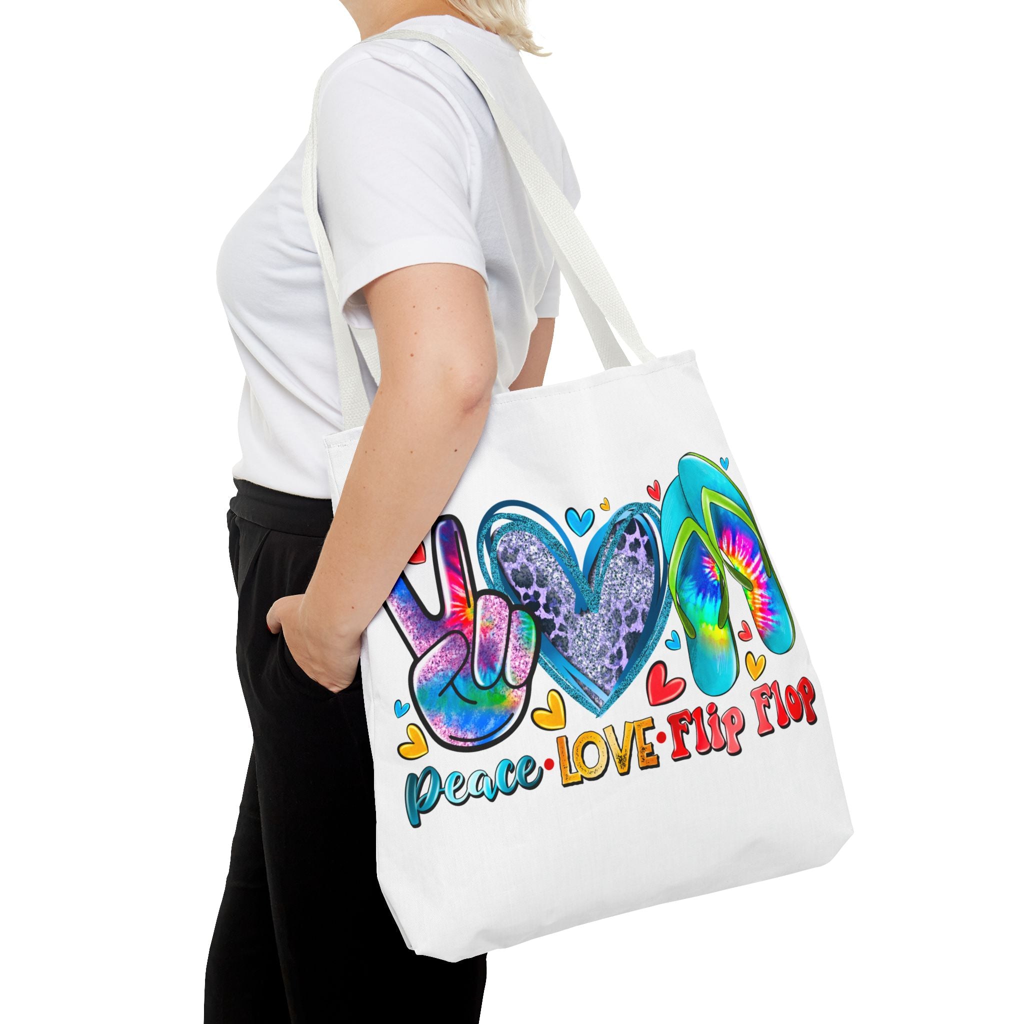 Peace Love Flip Flop Tote Bag-Phoenix Styles