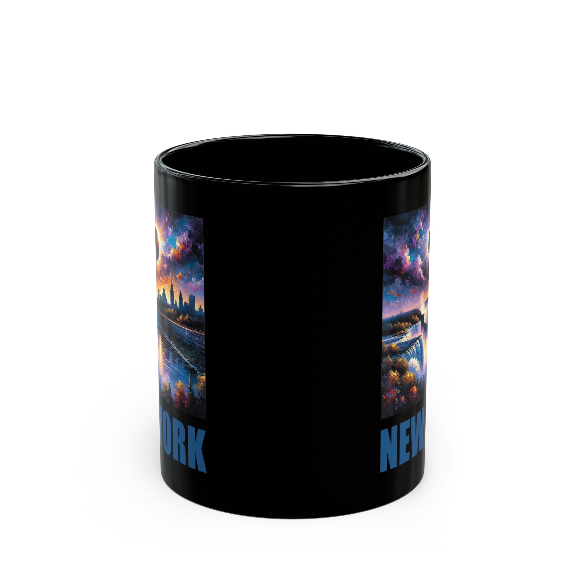 New York Solar Eclipse Black Mug (11oz, 15oz)-Phoenix Styles