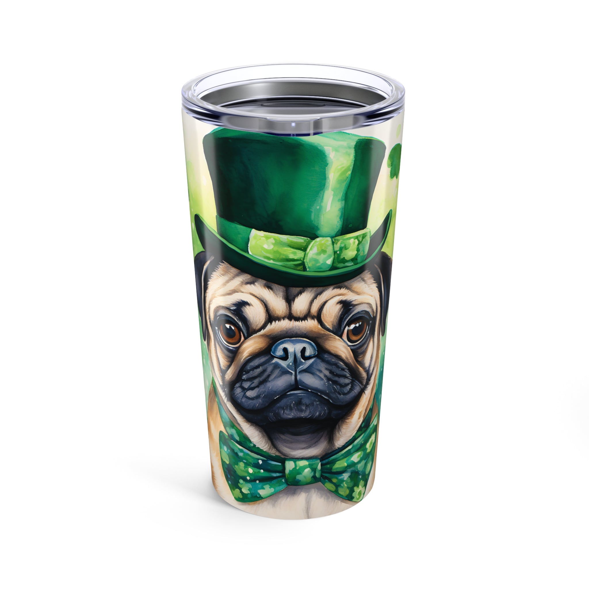 Pug -St. Patrick's Day Dog Tumbler with Green Theme