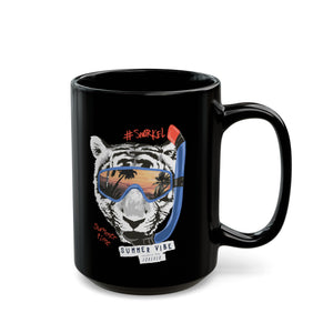 Summer Time Tiger Black Mug (11oz, 15oz)-Phoenix Styles