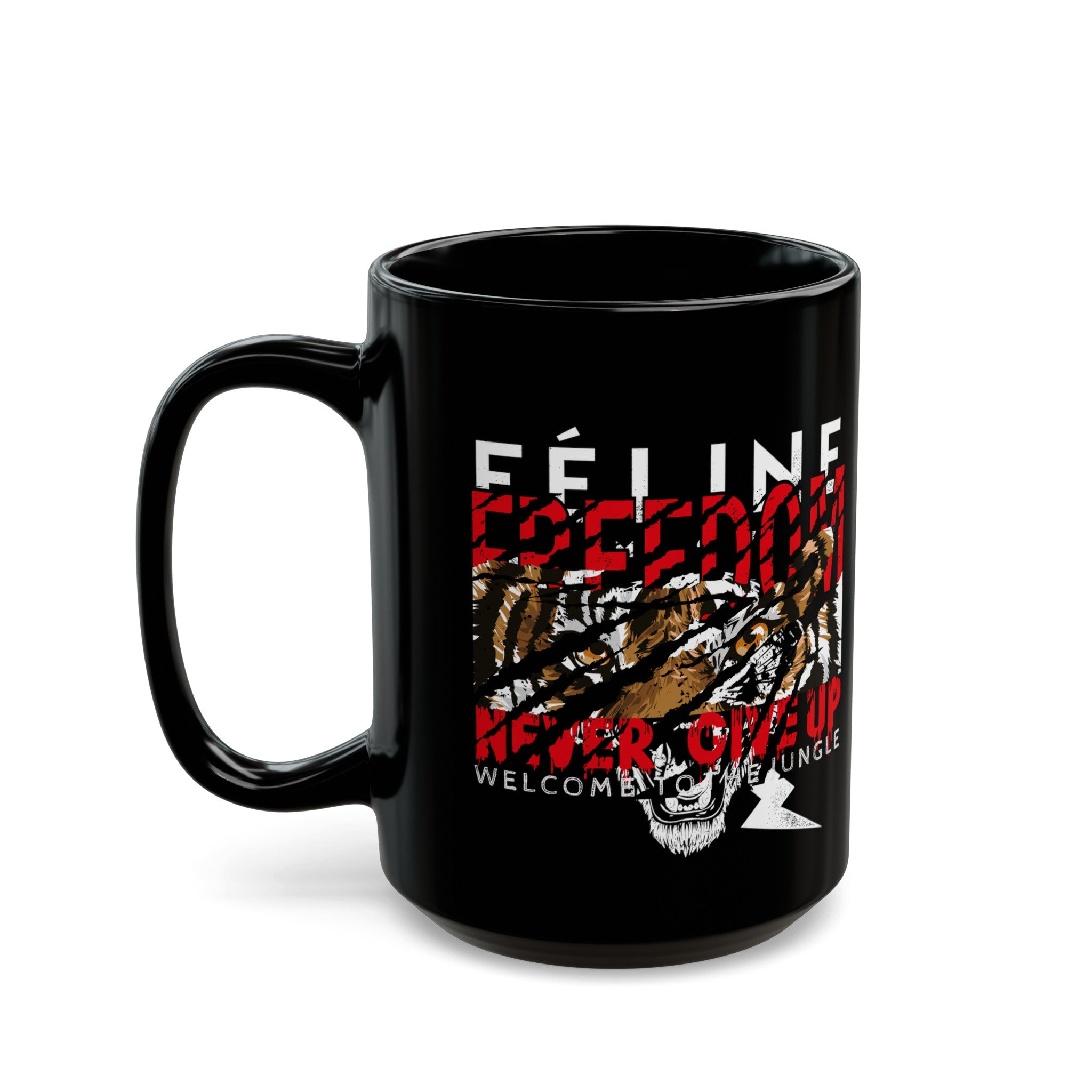 Feline Freedom Black Mug (11oz, 15oz)-Phoenix Styles