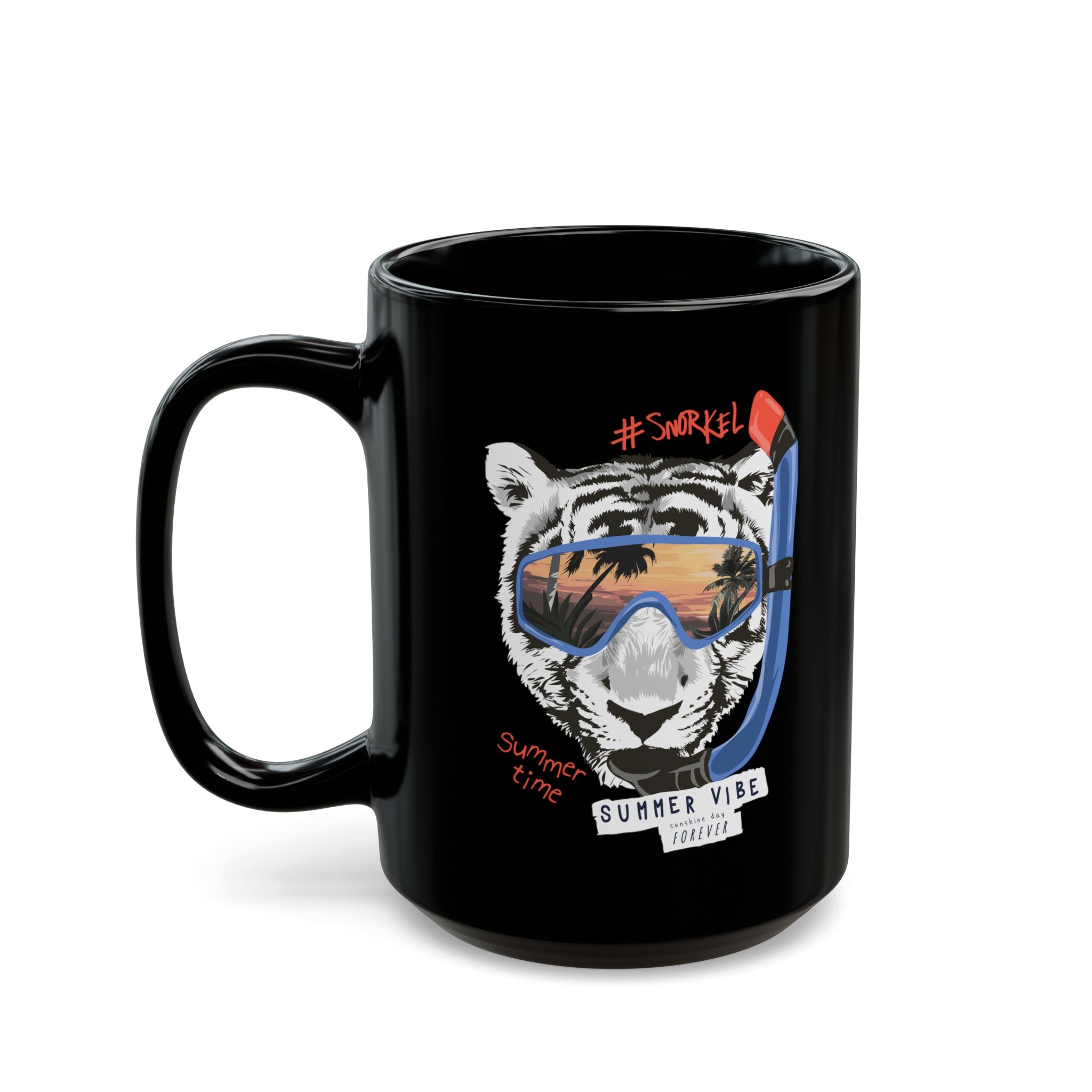 Summer Time Tiger Black Mug (11oz, 15oz)-Phoenix Styles