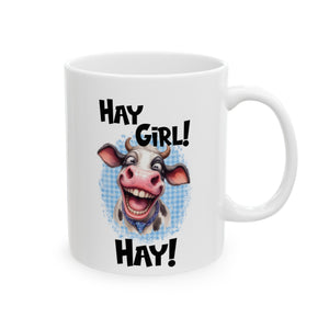 Hay Girl Ceramic White Mug, (11oz, 15oz)-Phoenix Styles