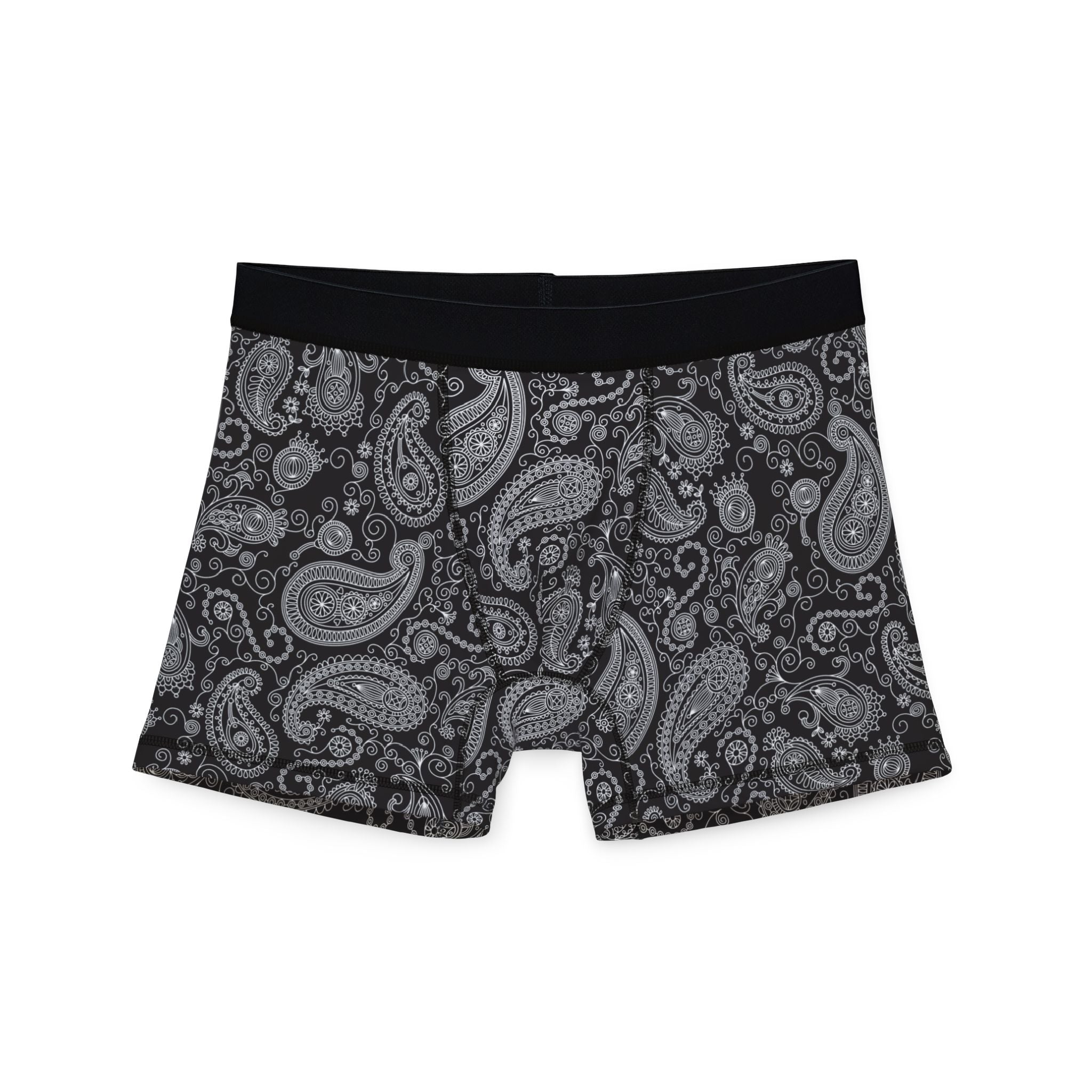 Comfortable Paisley Men's Boxers - Stylish Black & Gray Boxer Briefs