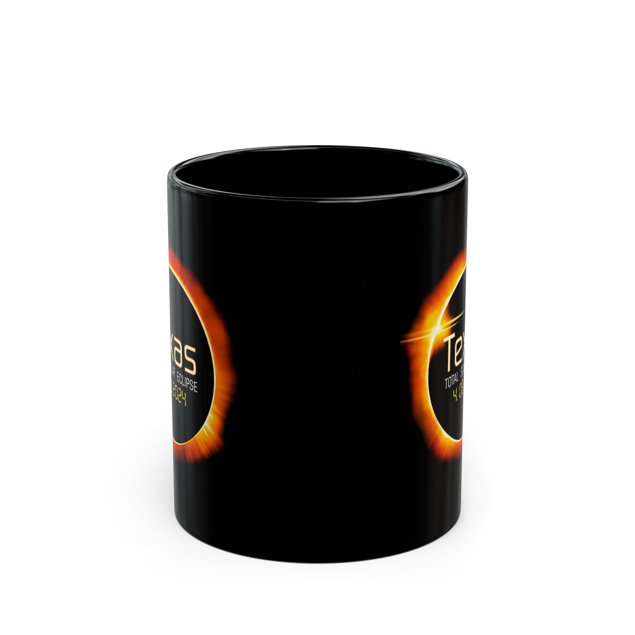 Texas Solar Eclipse Black Mug (11oz, 15oz)-Phoenix Styles