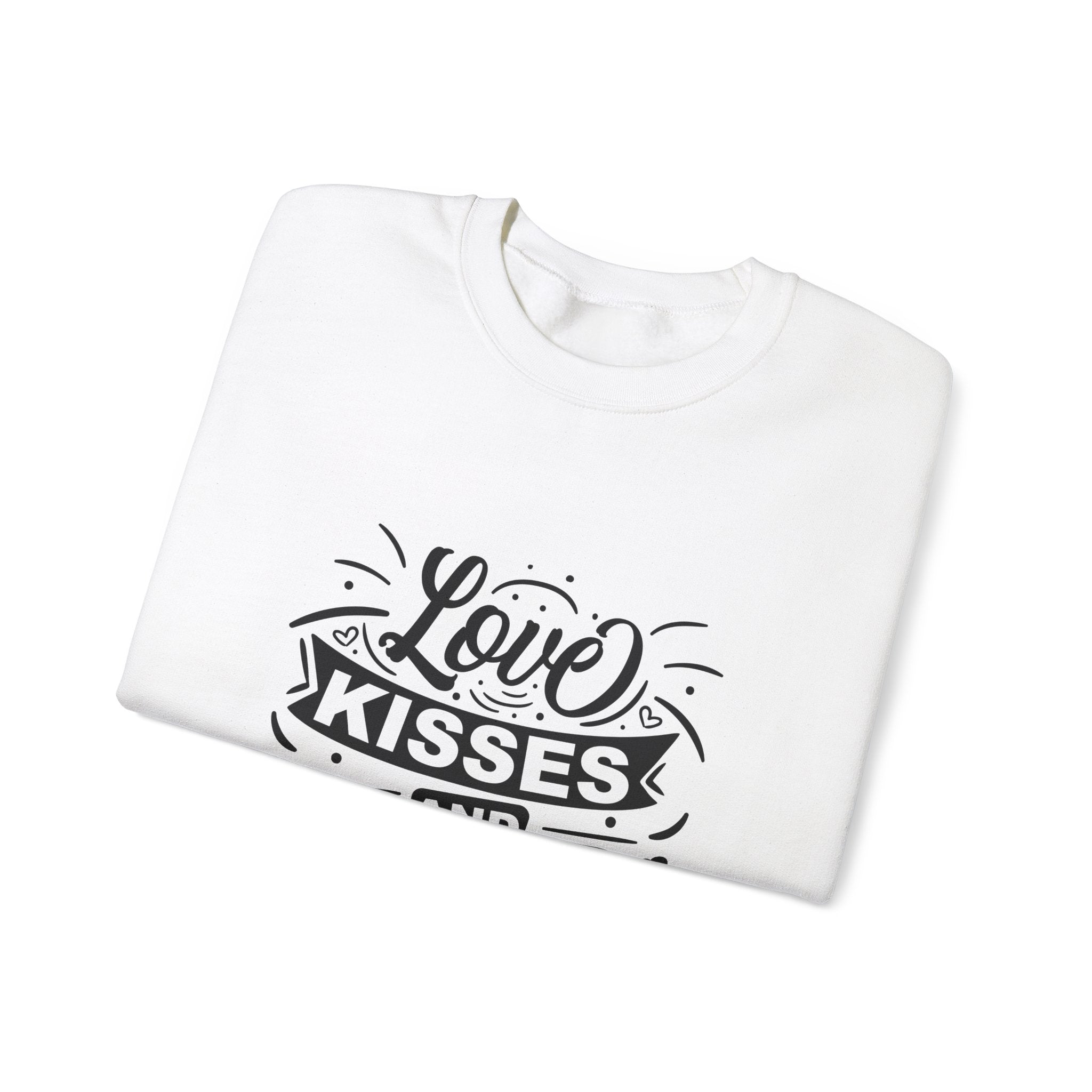 Love Kisses and Valentine Wishes-Valentine's Day Crewneck Sweatshirt-Phoenix Styles