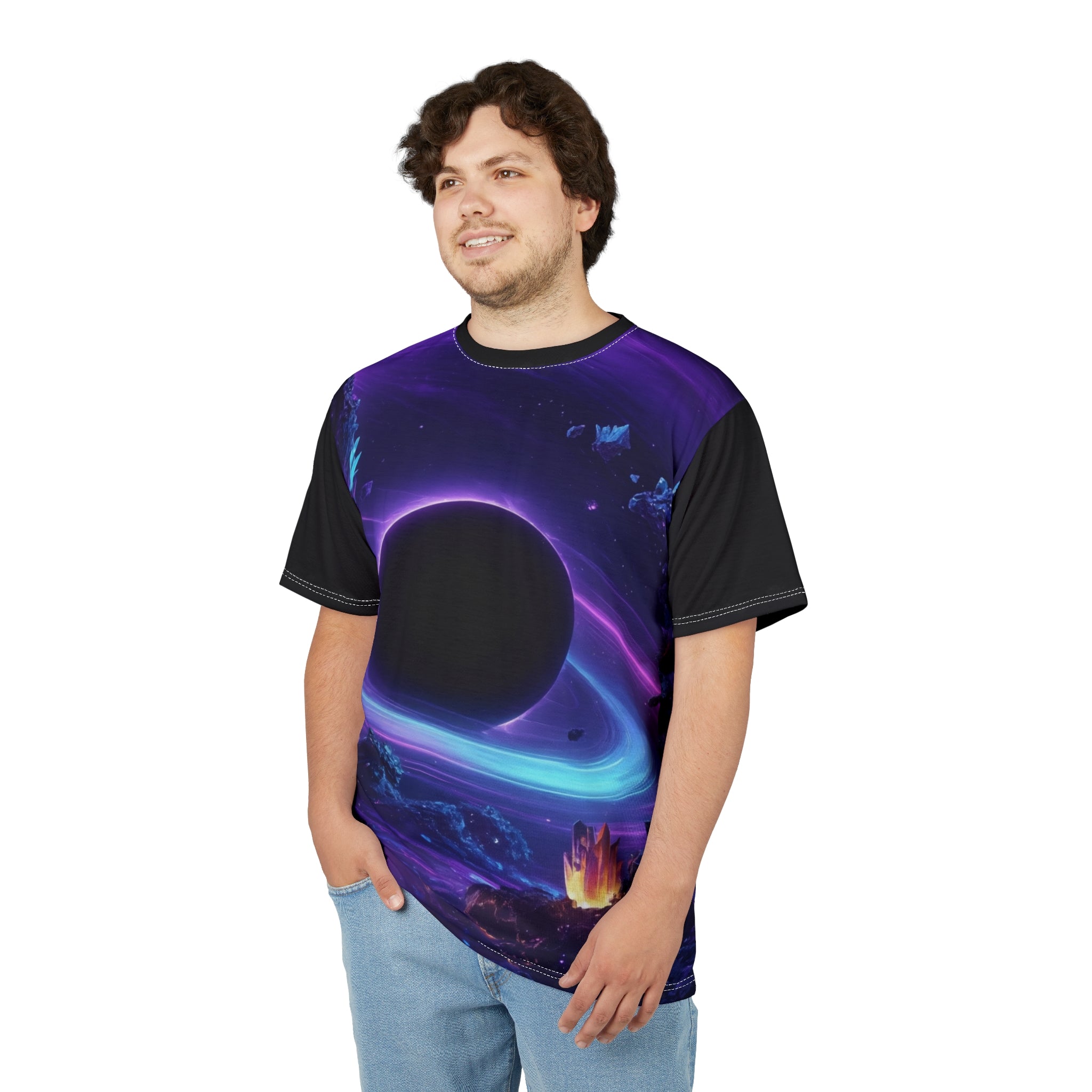 Cosmic Vibes Tee - Galaxy Design with Celestial Elements