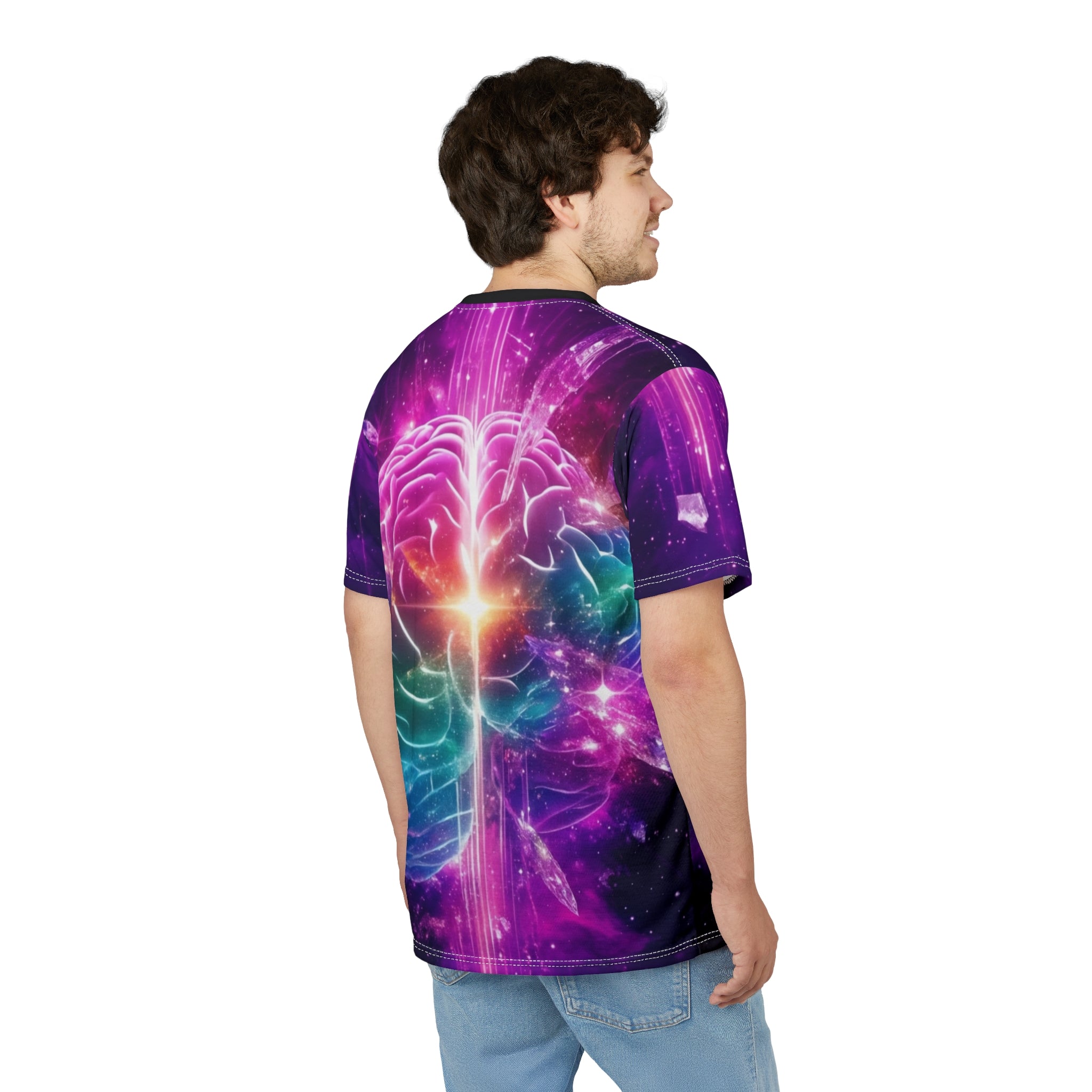Galactic Brain Tee - Cosmic Colorful Cut & Sew T-Shirt