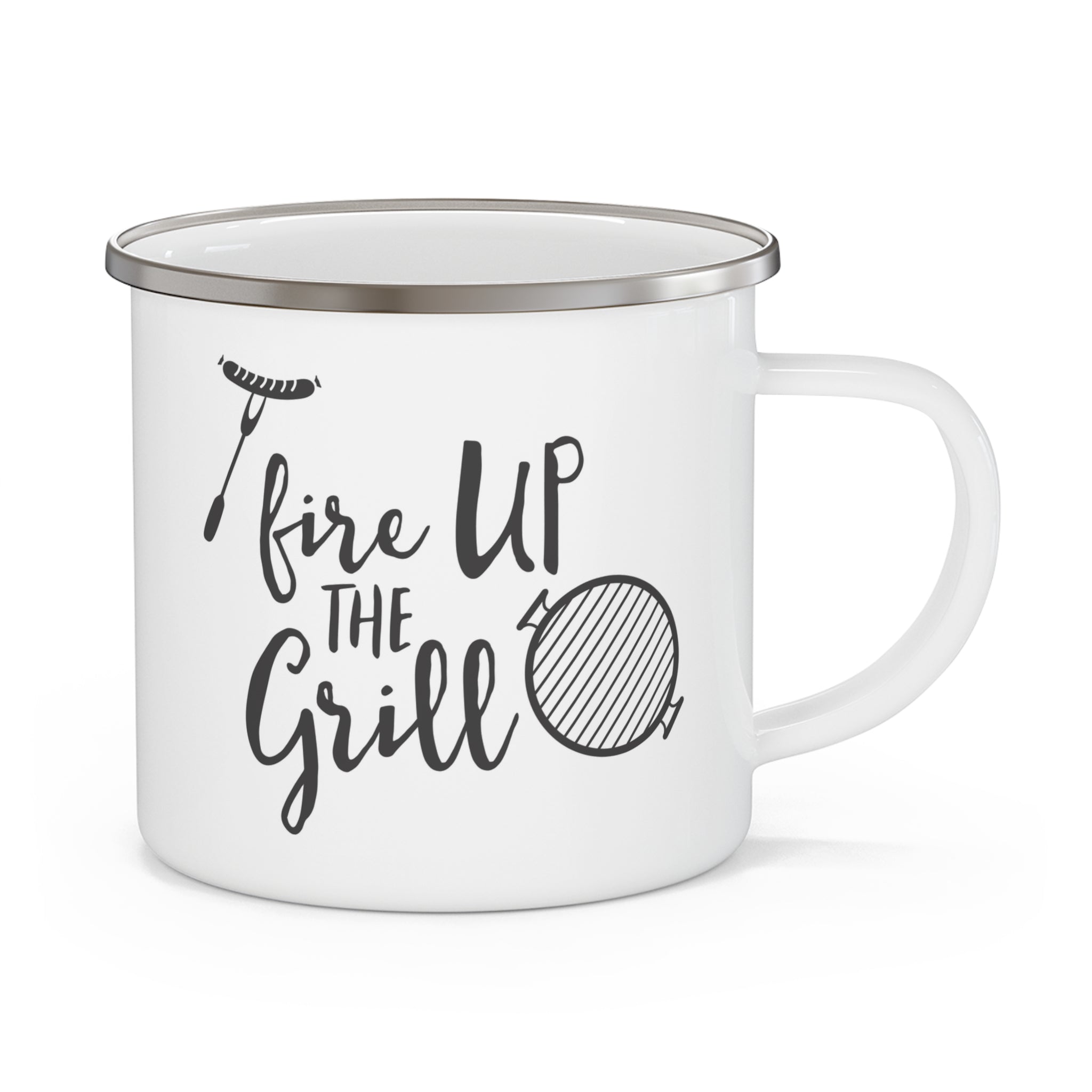 Fire Up the Grill Enamel Camping Mug - Perfect for Outdoor Adventures