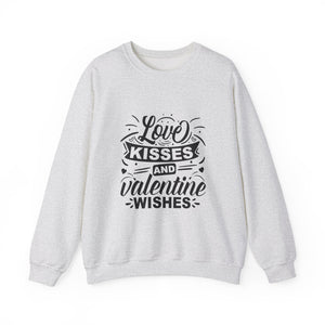 Love Kisses and Valentine Wishes-Valentine's Day Crewneck Sweatshirt-Phoenix Styles