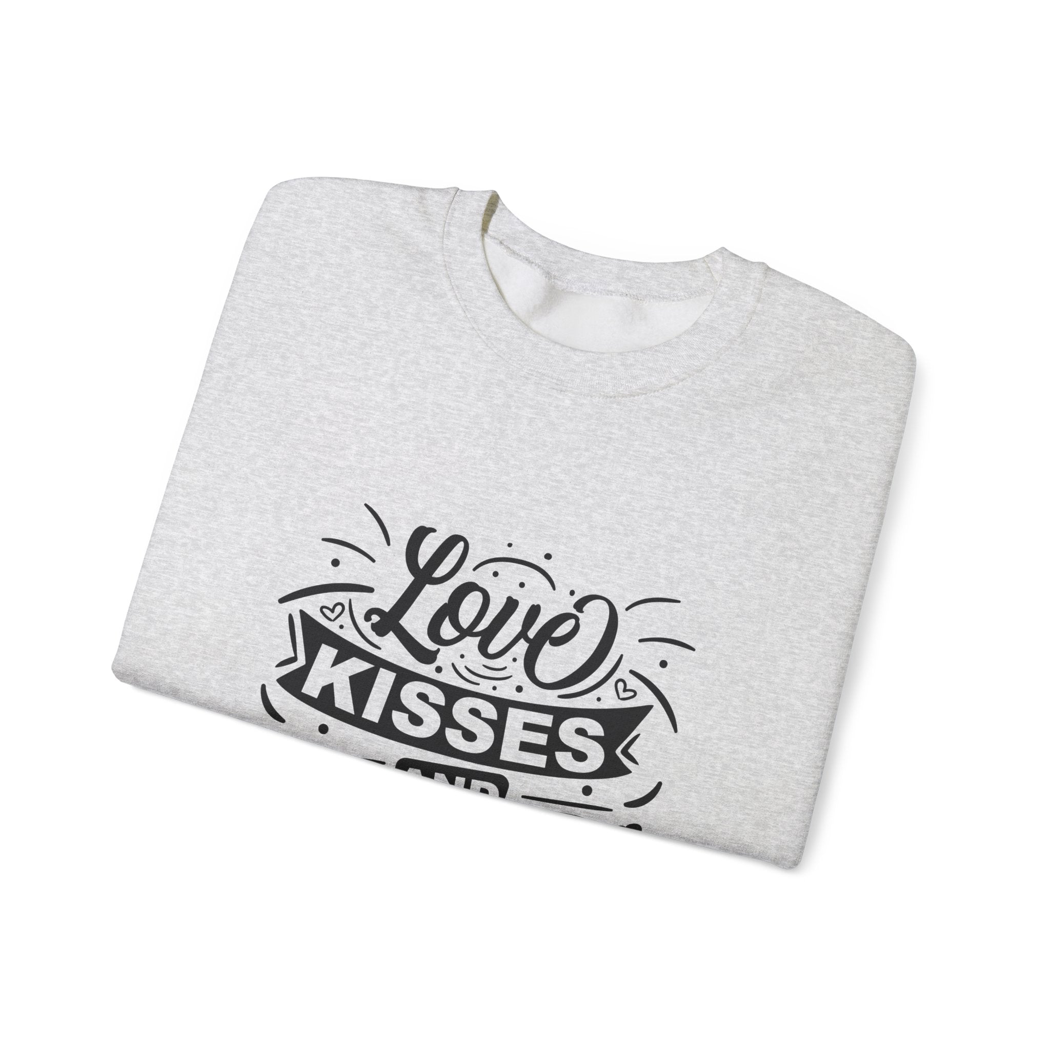 Love Kisses and Valentine Wishes-Valentine's Day Crewneck Sweatshirt-Phoenix Styles