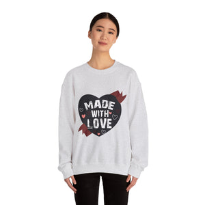 Made With Love Valentine's Day Crewneck Sweatshirt-Phoenix Styles