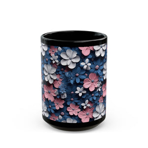 Flower Black Mug (11oz, 15oz)-Phoenix Styles