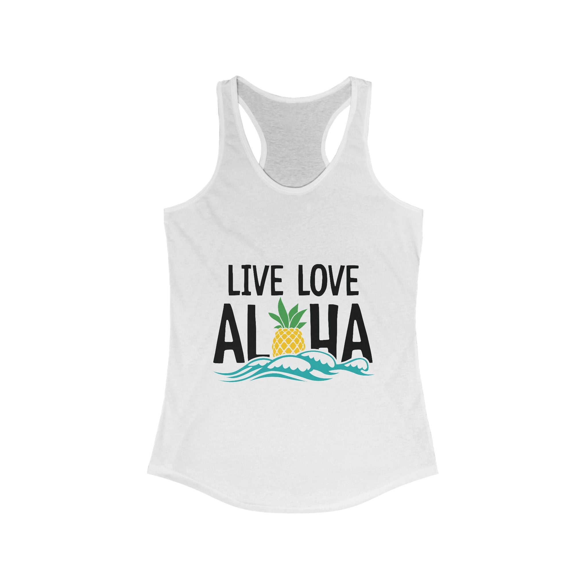 Live Love Aloha Women's Racerback Tank - Summer Vibes Tropical Top