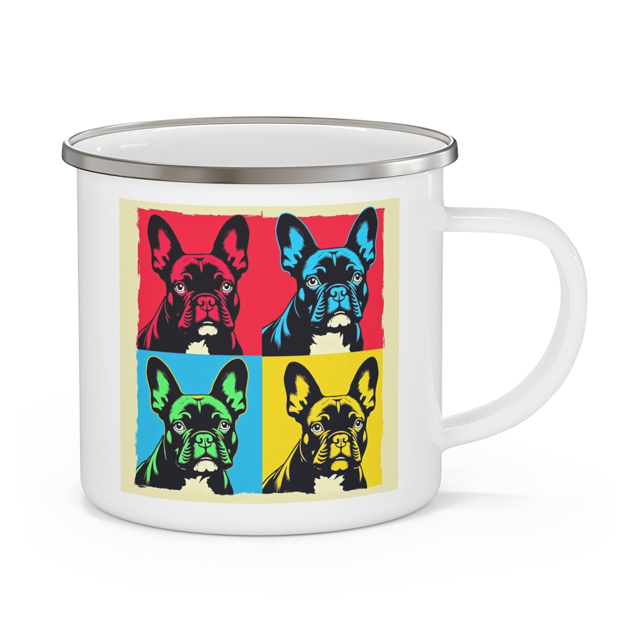 Colorful French Bulldog Enamel Camping Mug - Perfect for Dog Lovers and Outdoor Adventures