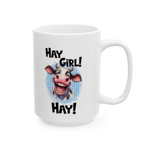 Hay Girl Ceramic White Mug, (11oz, 15oz)-Phoenix Styles