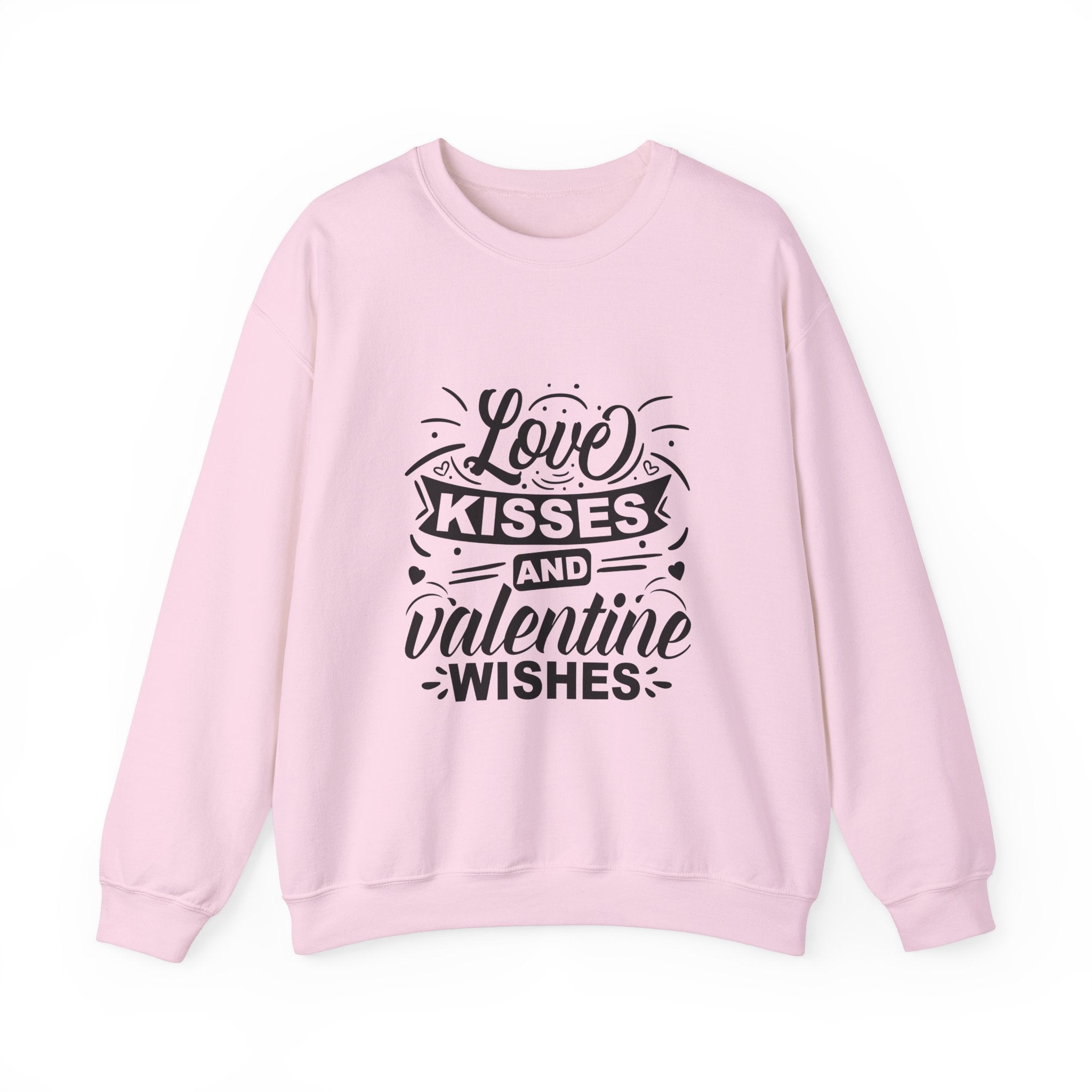 Love Kisses and Valentine Wishes-Valentine's Day Crewneck Sweatshirt-Phoenix Styles