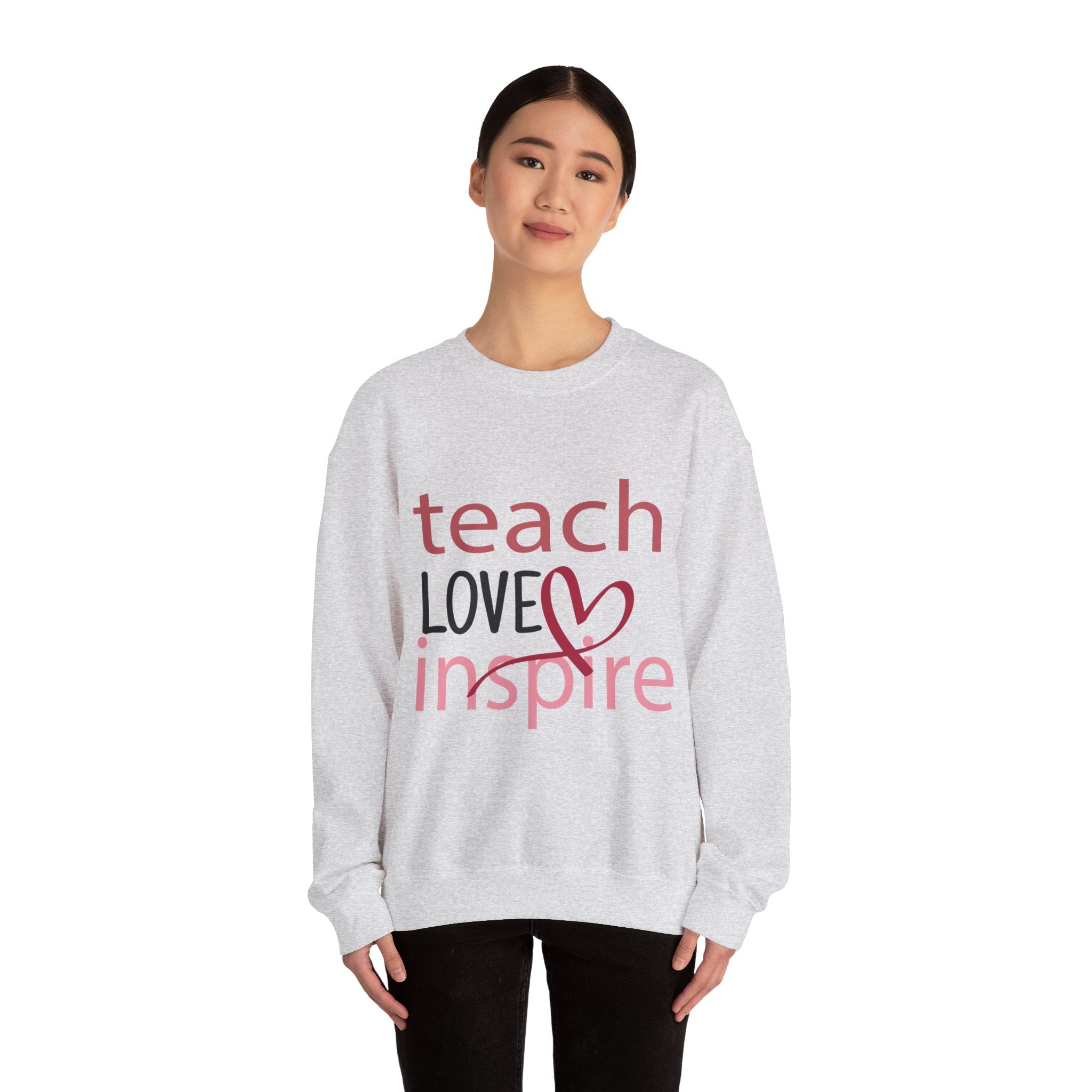 Teach Love Inspire Valentine's Day Crewneck Sweatshirt-Phoenix Styles