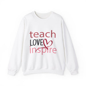 Teach Love Inspire Valentine's Day Crewneck Sweatshirt-Phoenix Styles