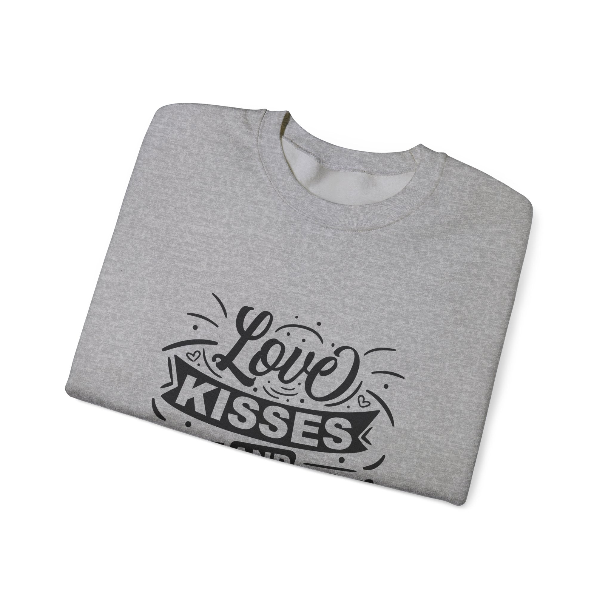 Love Kisses and Valentine Wishes-Valentine's Day Crewneck Sweatshirt-Phoenix Styles