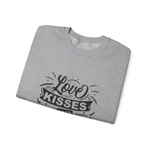 Love Kisses and Valentine Wishes-Valentine's Day Crewneck Sweatshirt-Phoenix Styles