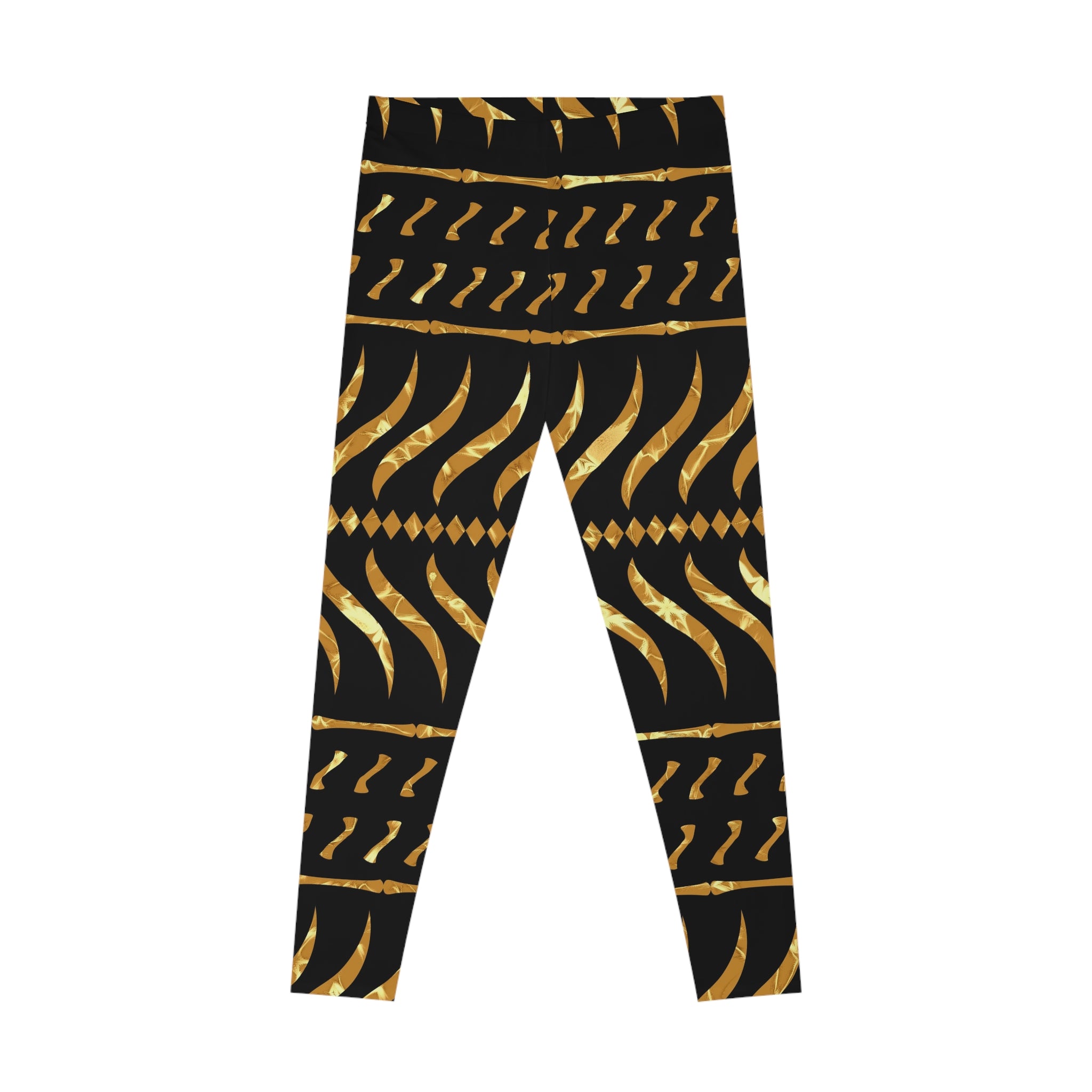 African Tribal Black and Fancy Gold Stretchy Leggings