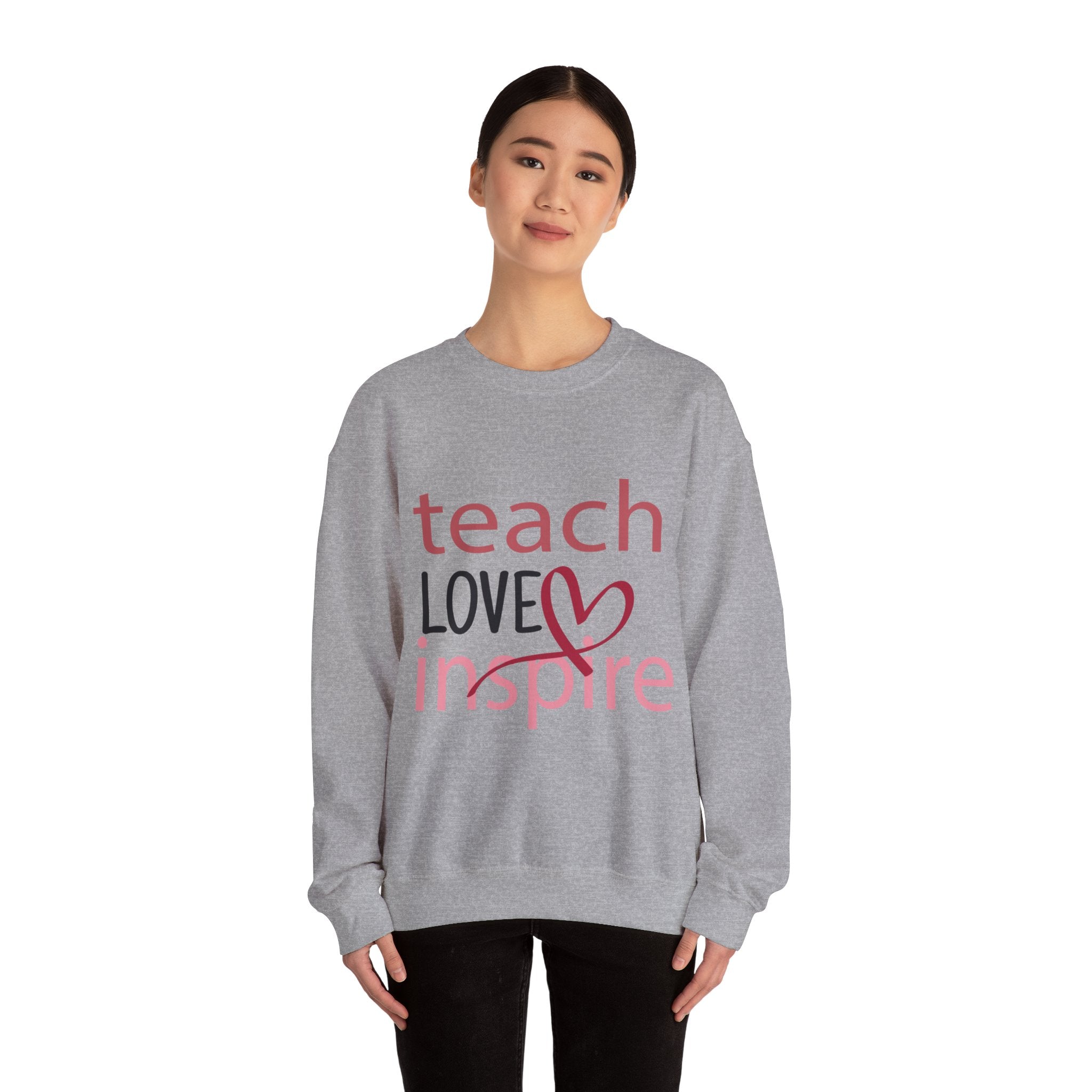 Teach Love Inspire Valentine's Day Crewneck Sweatshirt-Phoenix Styles